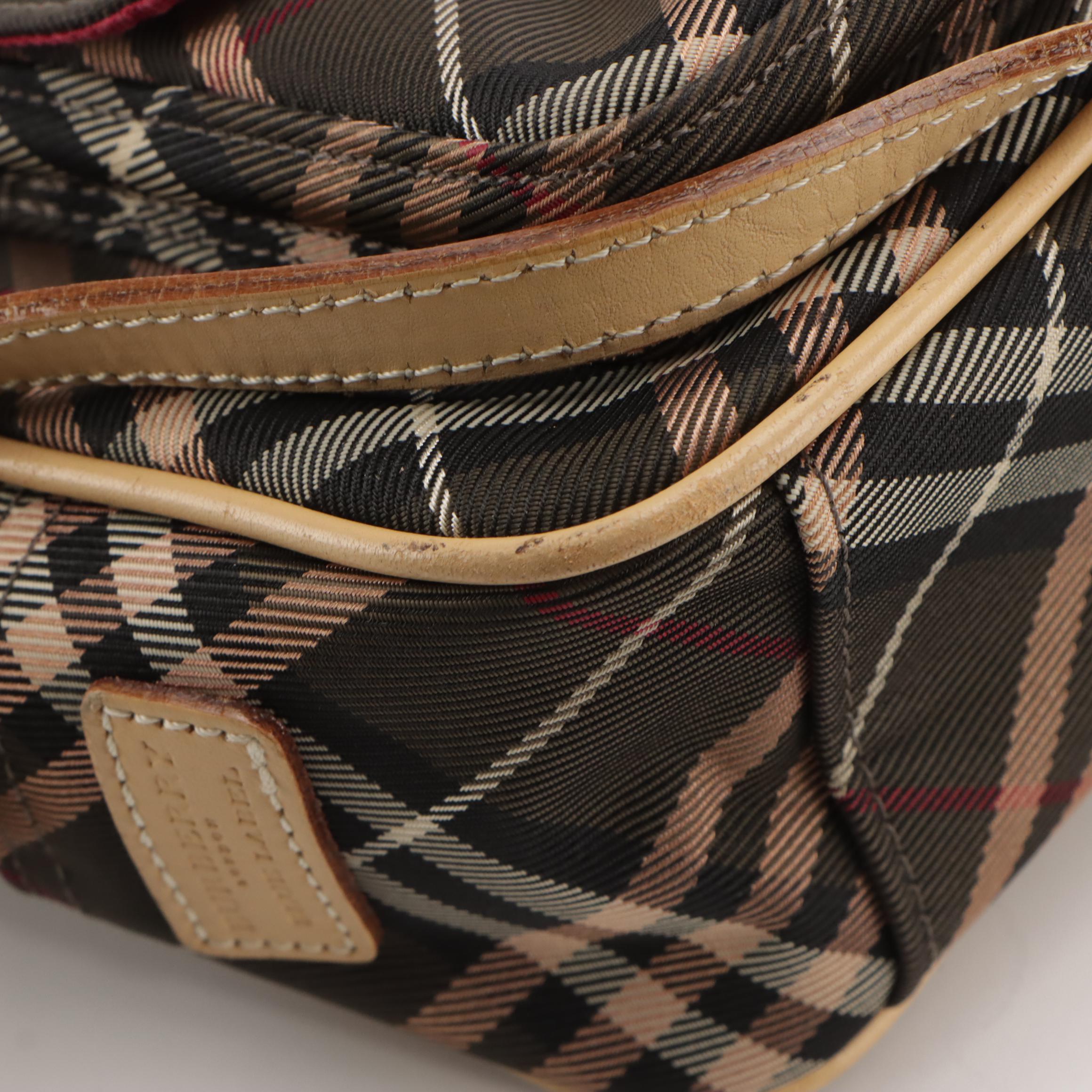 Burberry Blue Label Crossbody Bag in Nova Check Nylon Canvas and Leather Trim