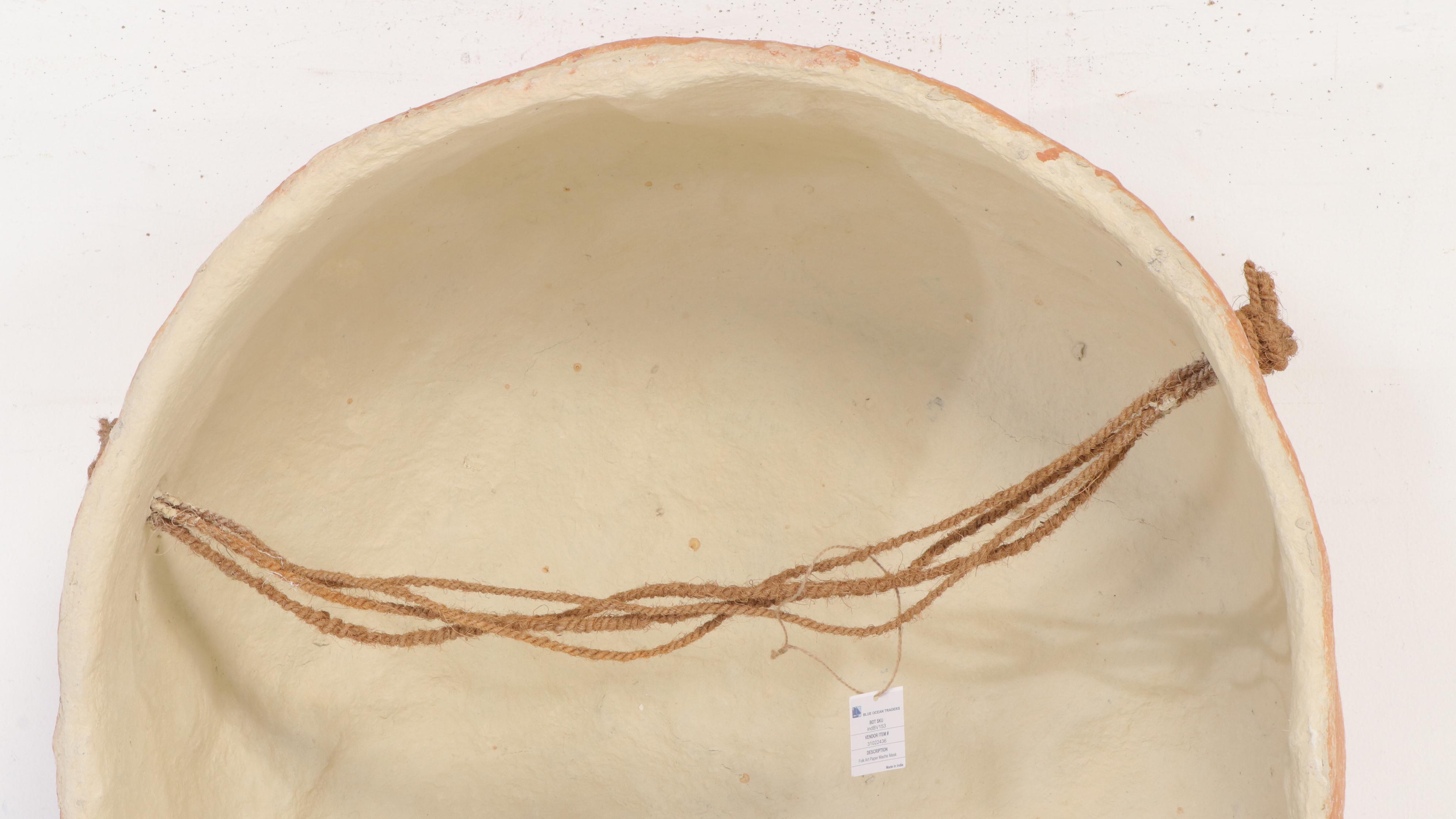 Contemporary Large-Scale Folk Art Papier-Mâchè Wall Hanging Mask