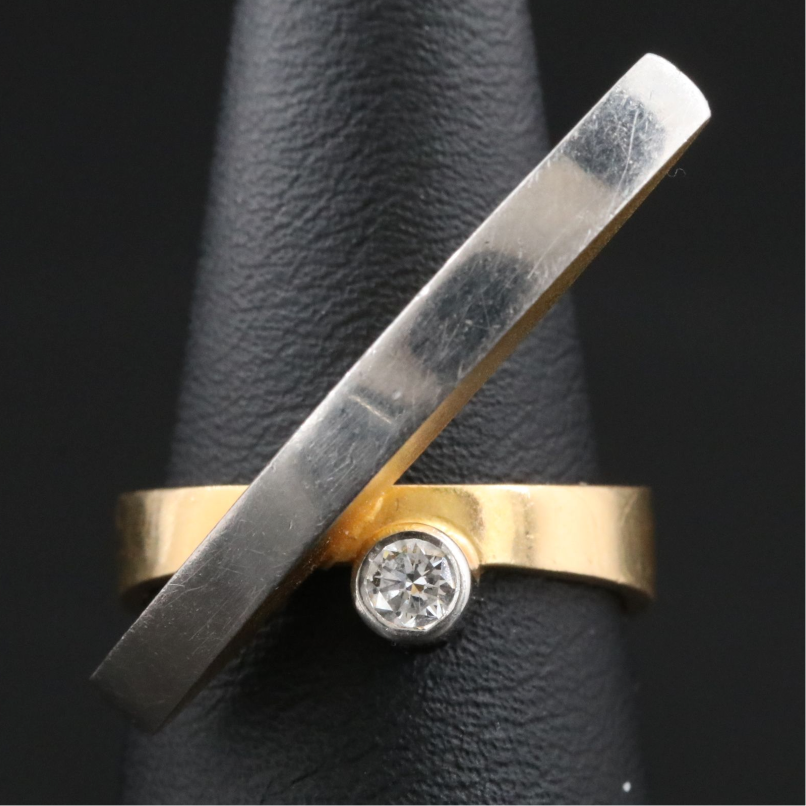 Bjorn Weckstrom for Lapponia 18K, Platinum and Diamond Arch Ring