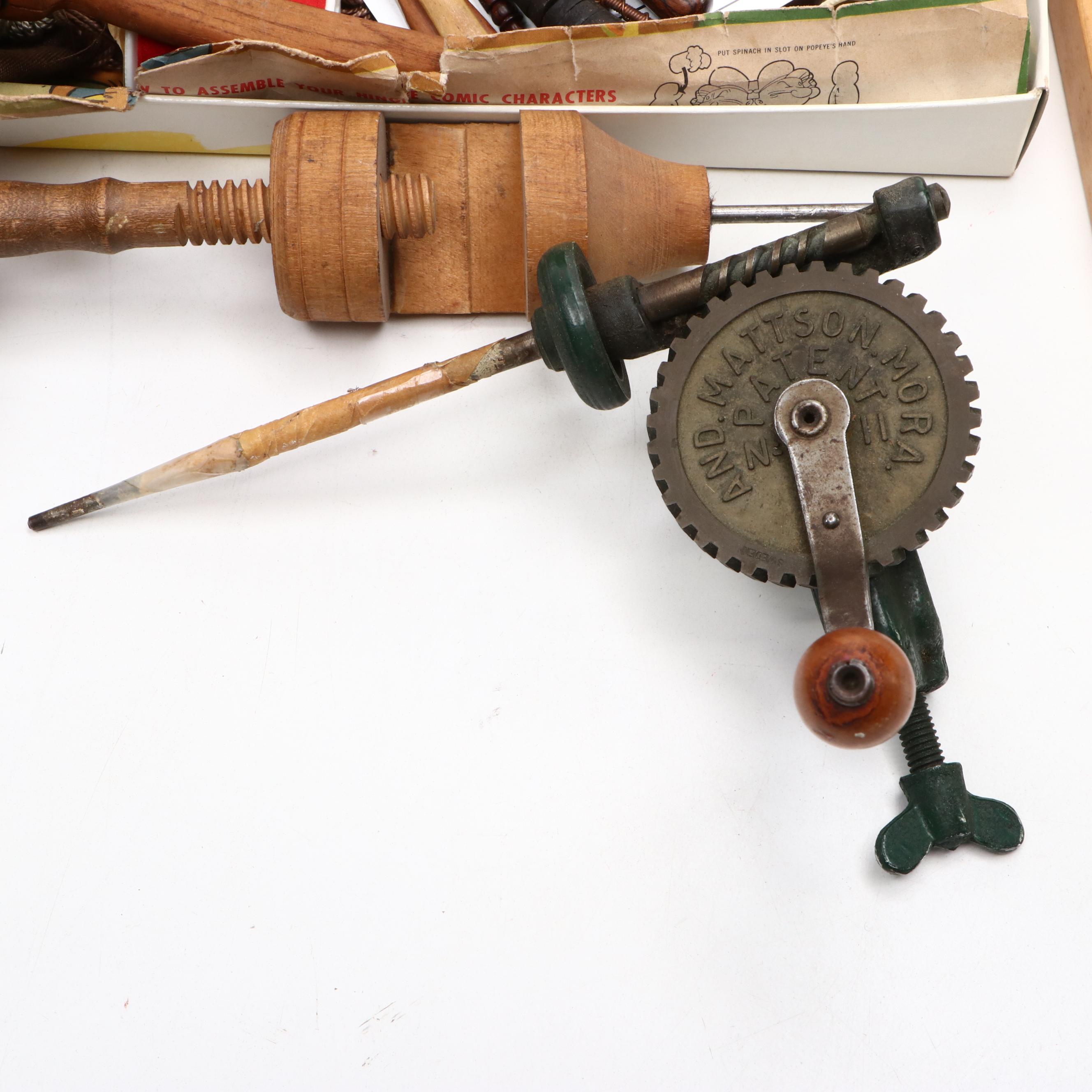 Wooden Braiding and Weaving Implements