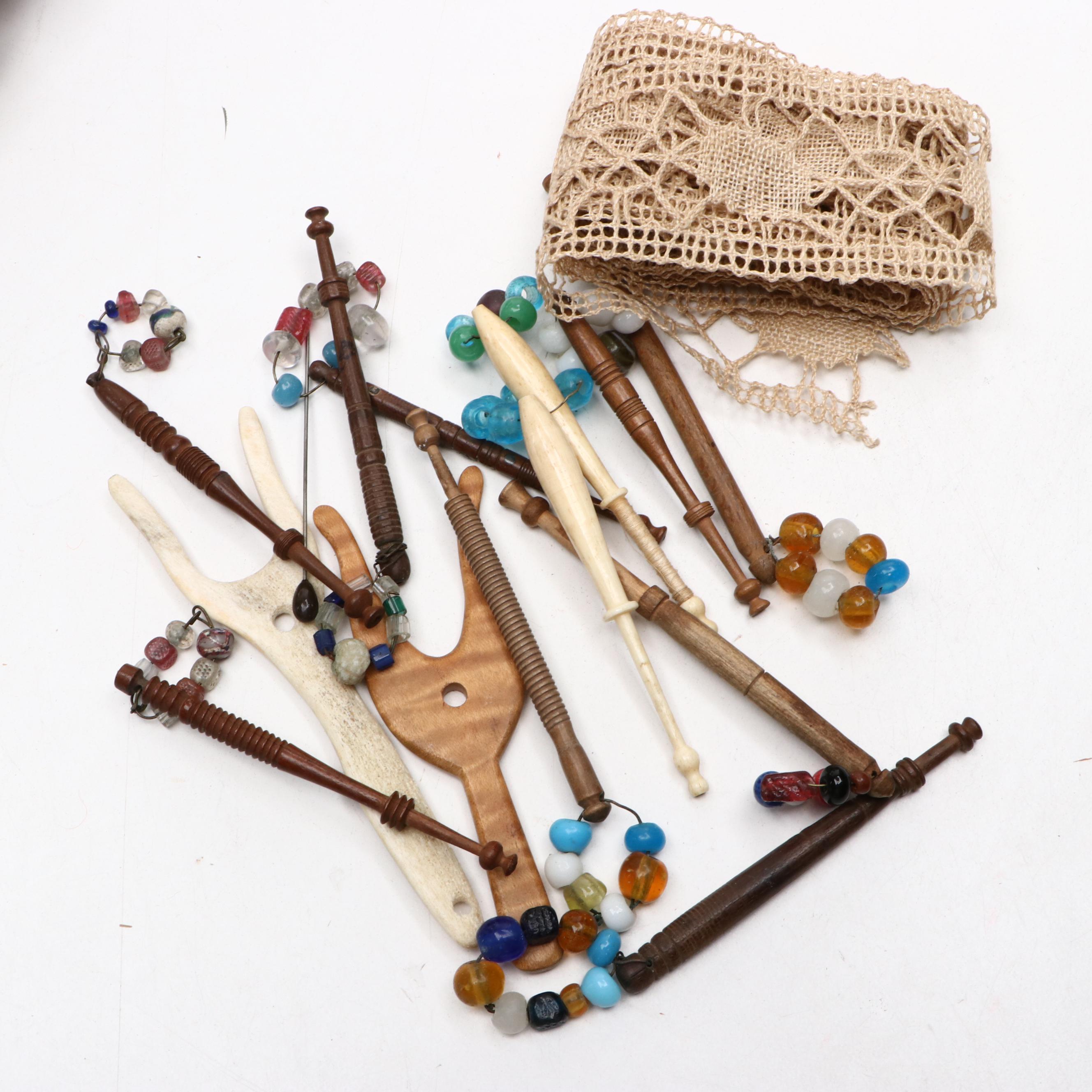 Wooden Braiding and Weaving Implements