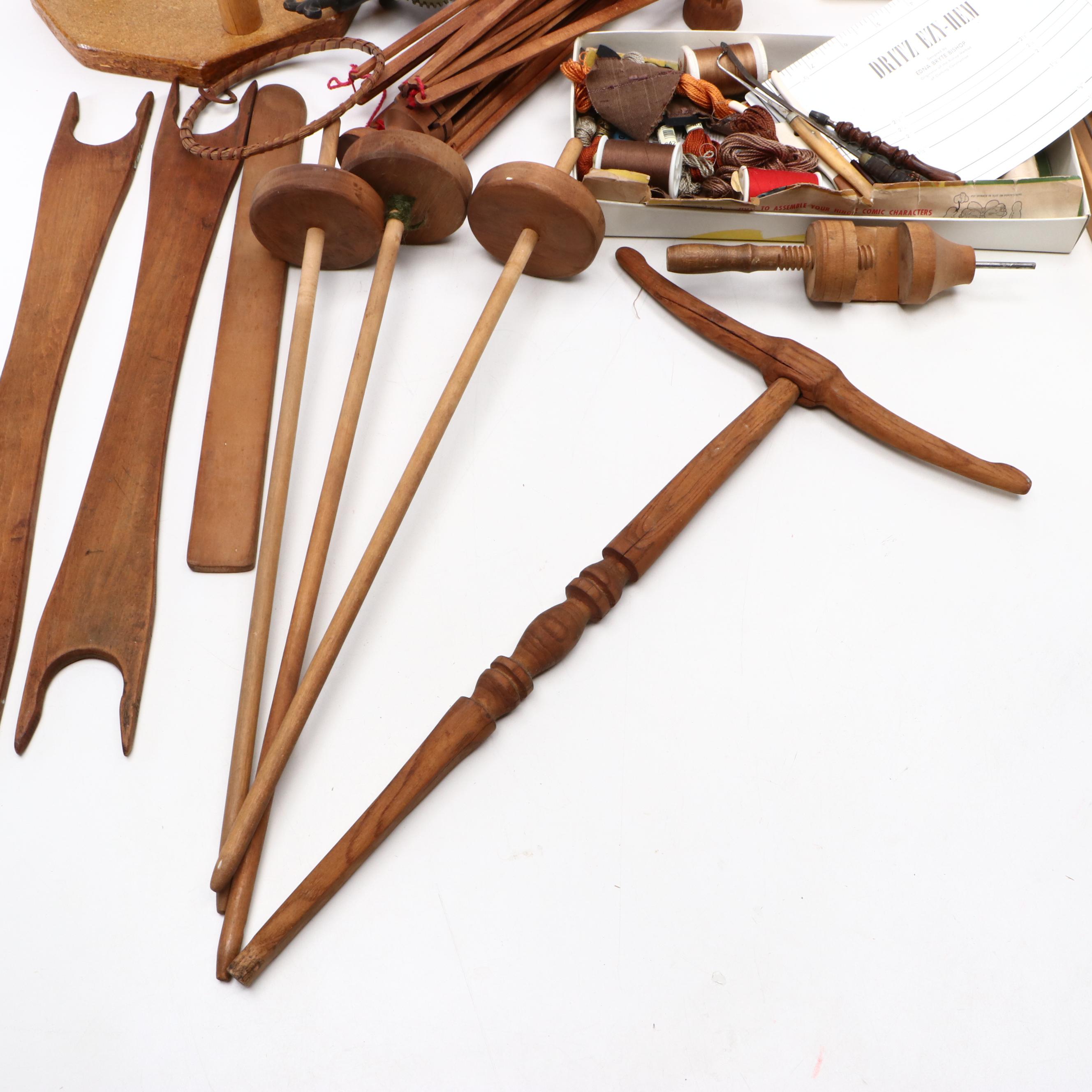 Wooden Braiding and Weaving Implements