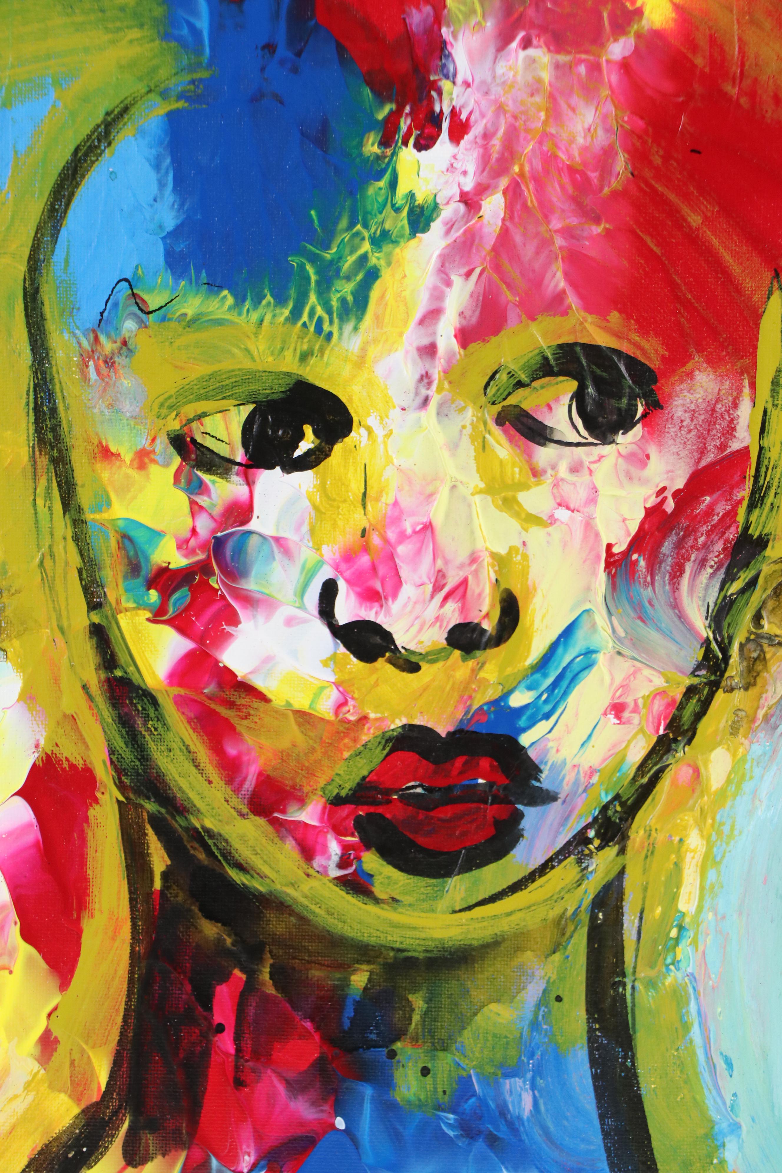 Abiola Idowu Stylized Acrylic Portrait "My Heart Beats," 2023