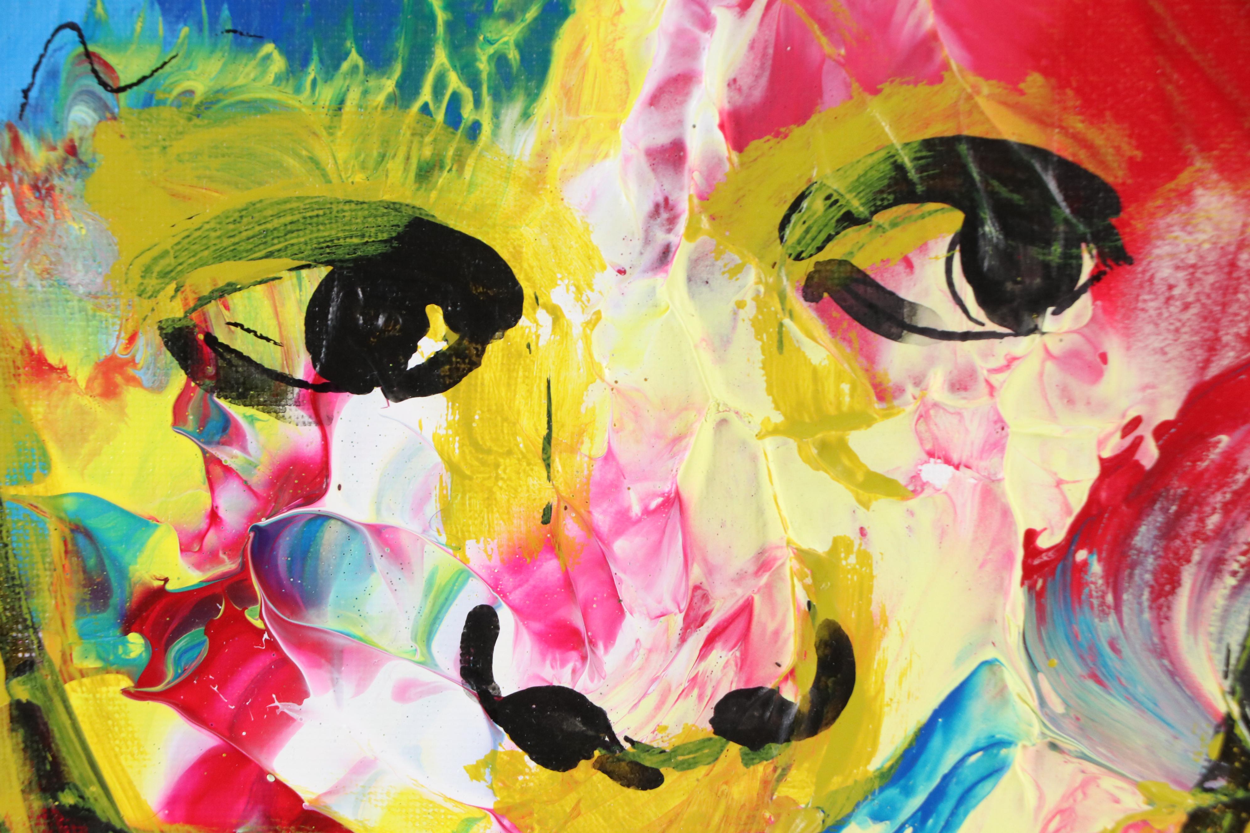 Abiola Idowu Stylized Acrylic Portrait "My Heart Beats," 2023