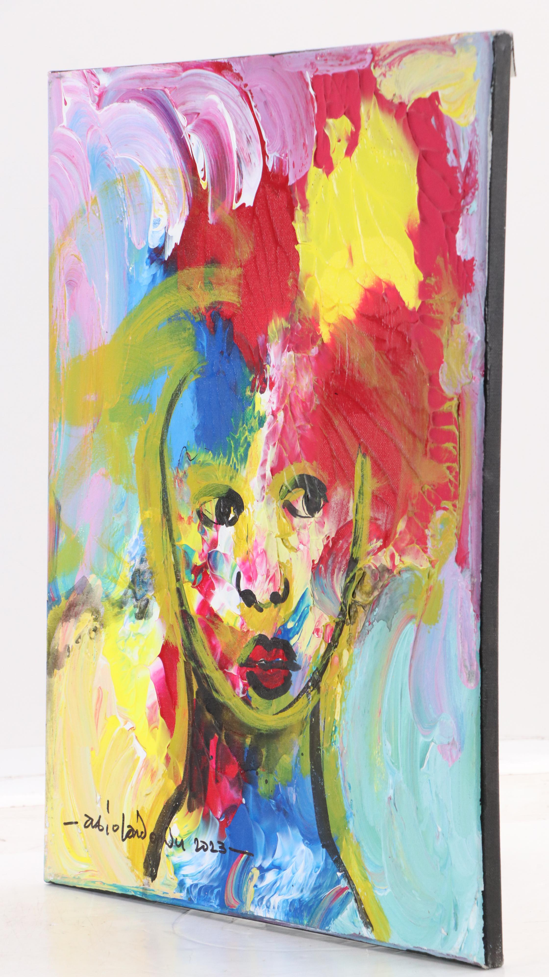 Abiola Idowu Stylized Acrylic Portrait "My Heart Beats," 2023