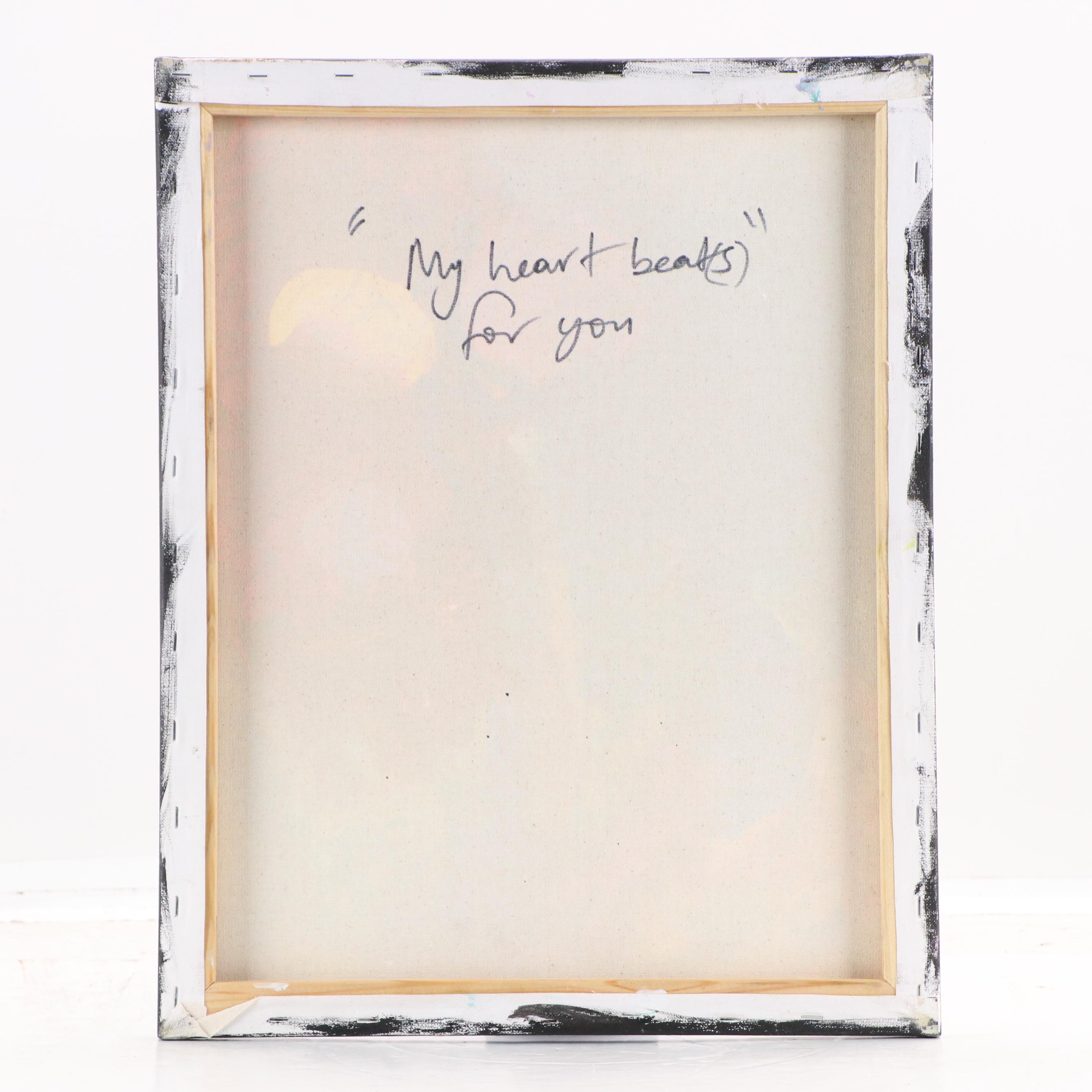 Abiola Idowu Stylized Acrylic Portrait "My Heart Beats," 2023