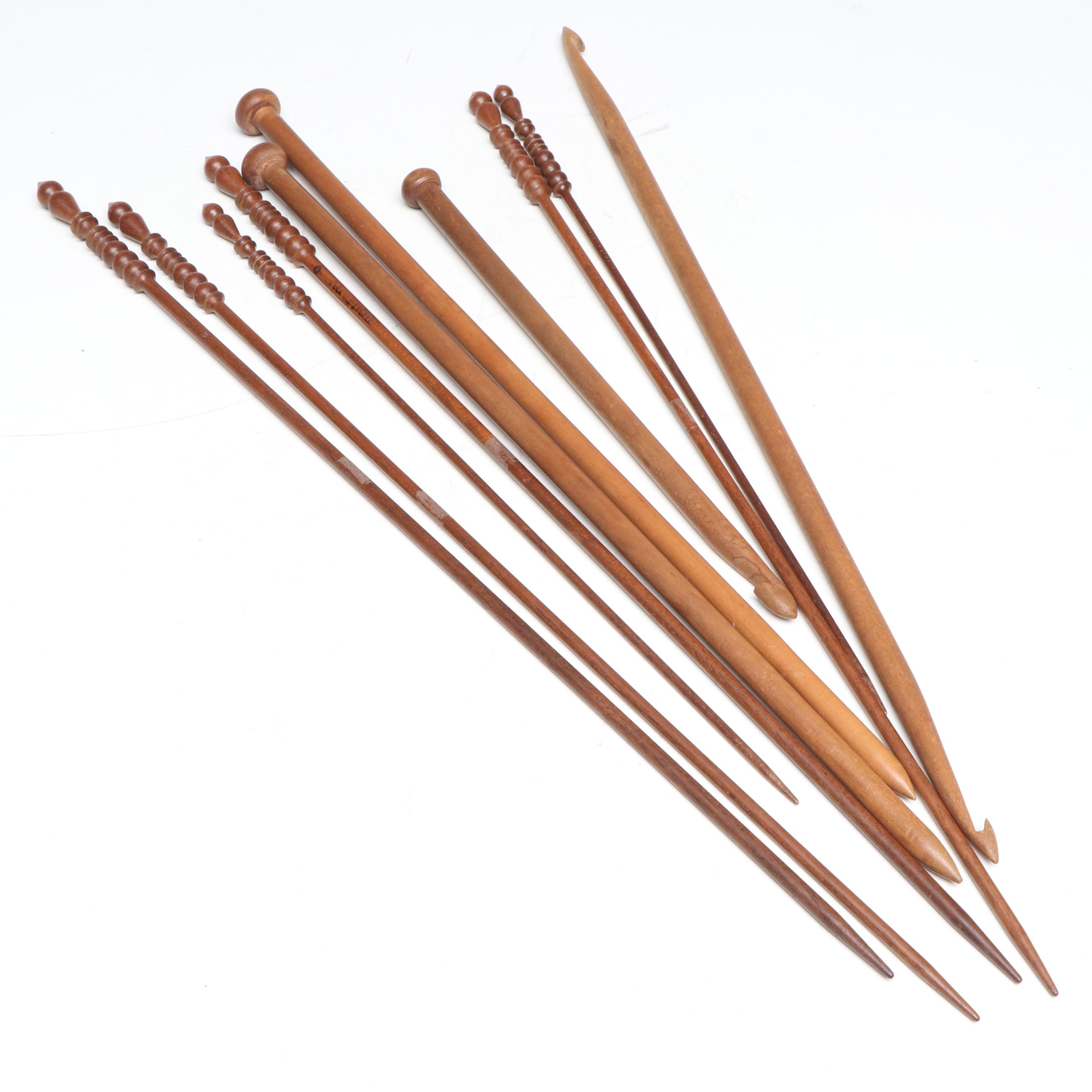 Dive, Thaki, Bucilla & Other Cotton Yarn with Wood Knitting Needles and Crochet