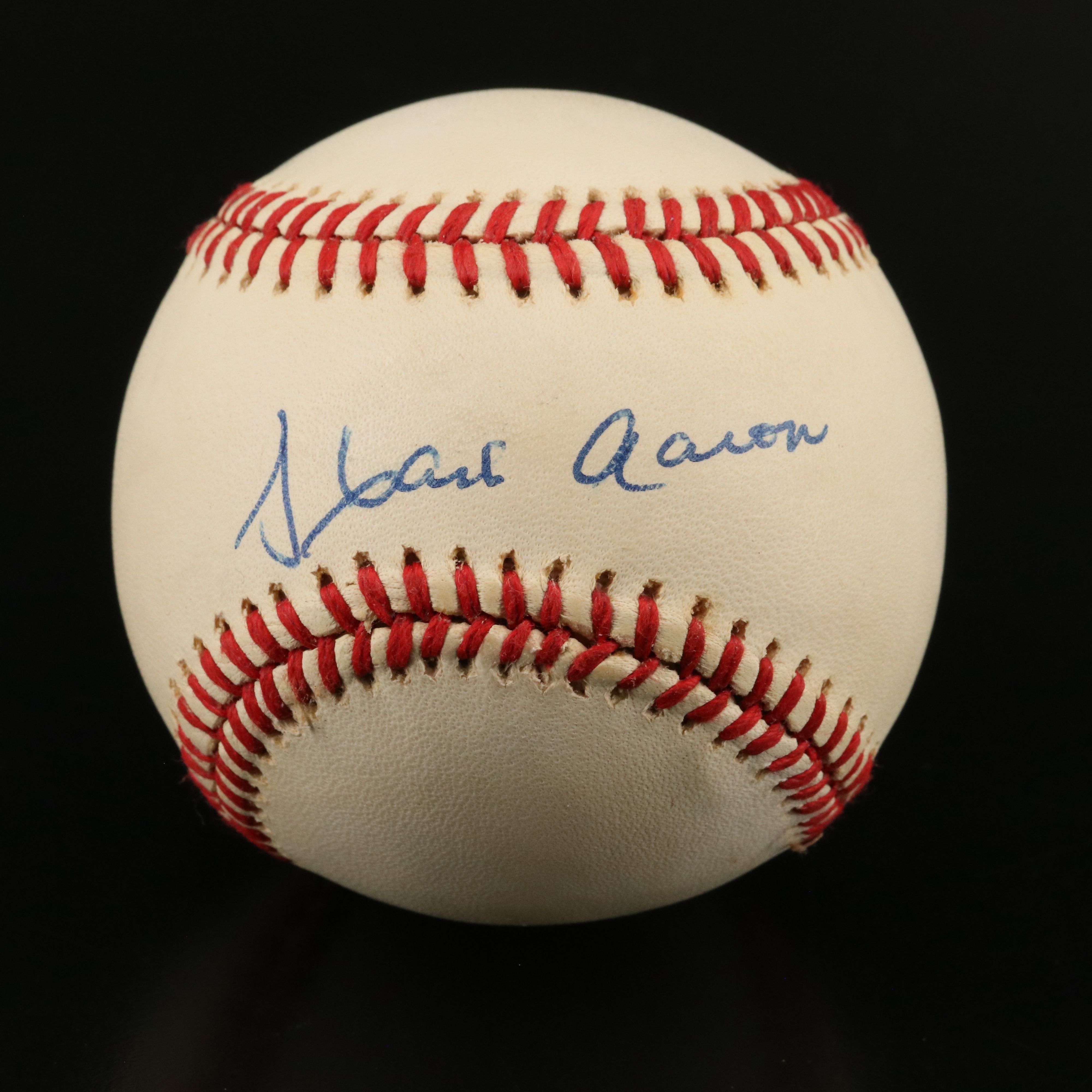 Hank Aaron Signed Rawlings Official National League Baseball