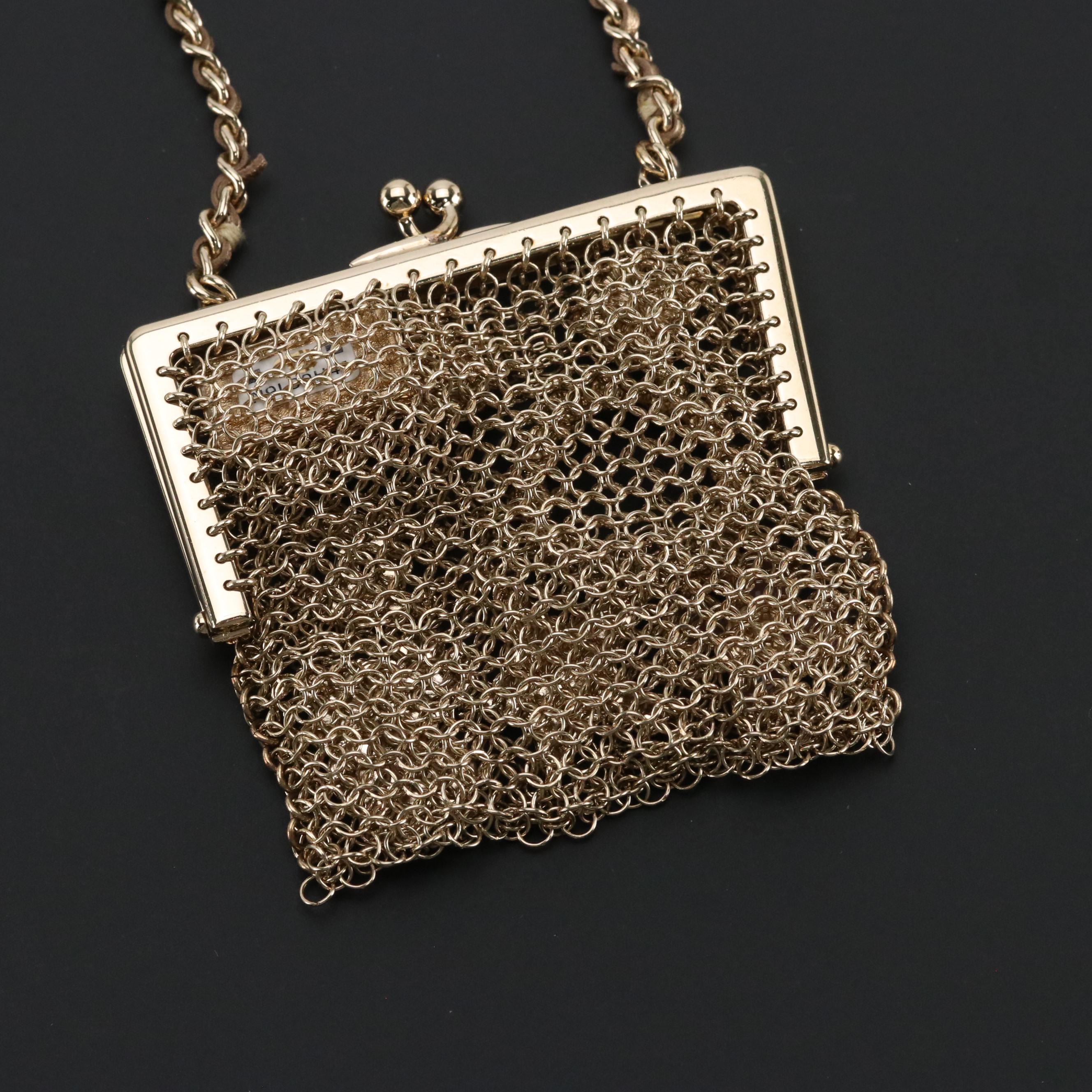 Chanel CC Charm Mini Metal Mesh Kisslock Crossbody Bag with Box