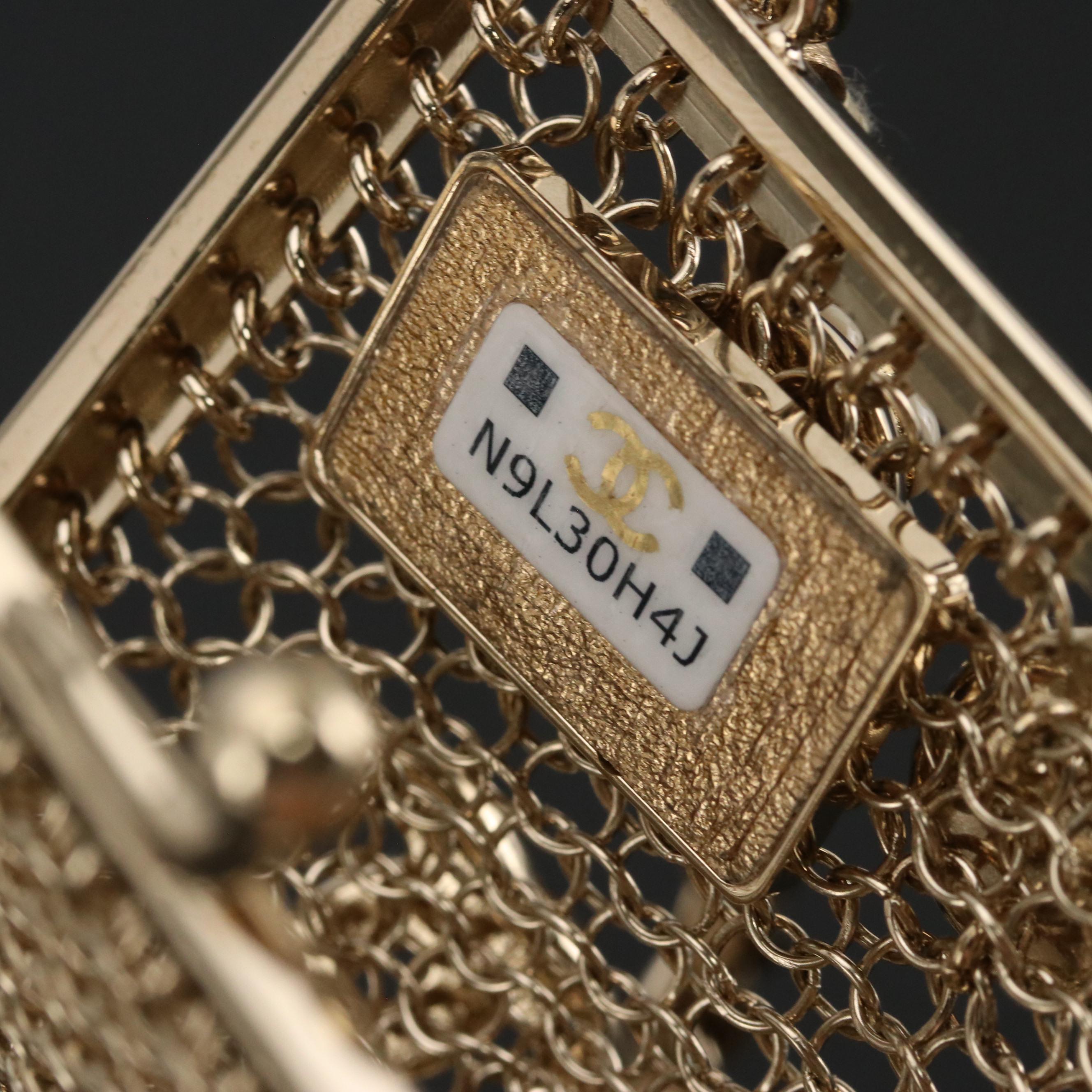 Chanel CC Charm Mini Metal Mesh Kisslock Crossbody Bag with Box