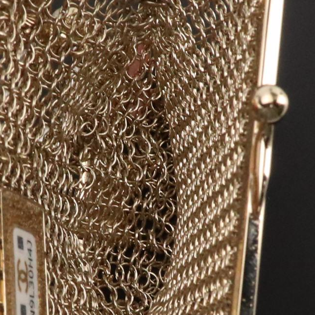 Chanel CC Charm Mini Metal Mesh Kisslock Crossbody Bag with Box