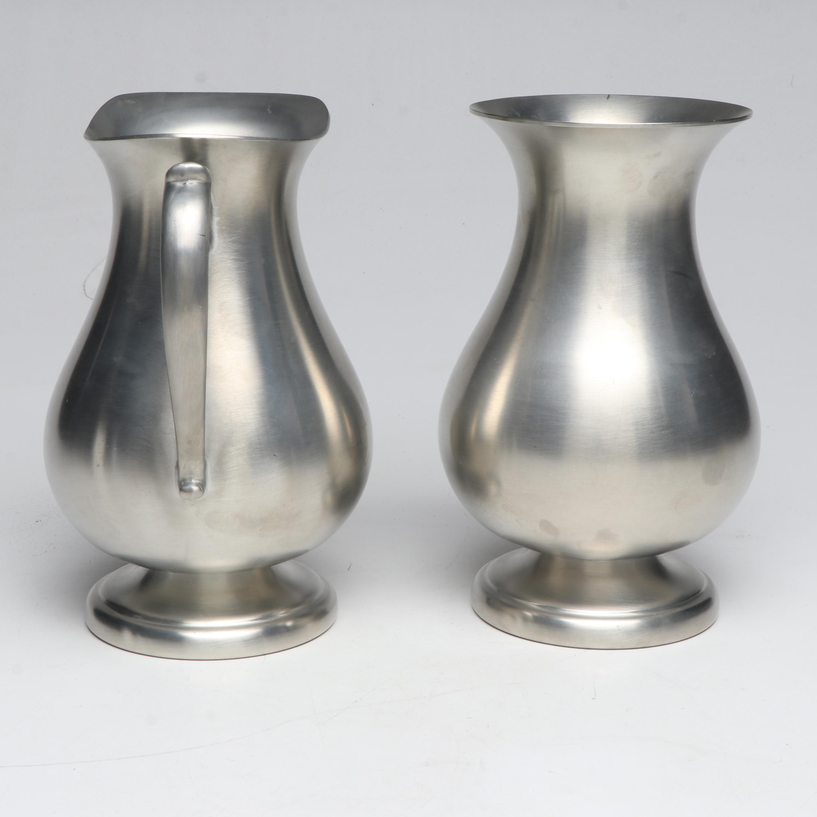 Connecticut House Pewterers Colonial Style Pitcher and Vase