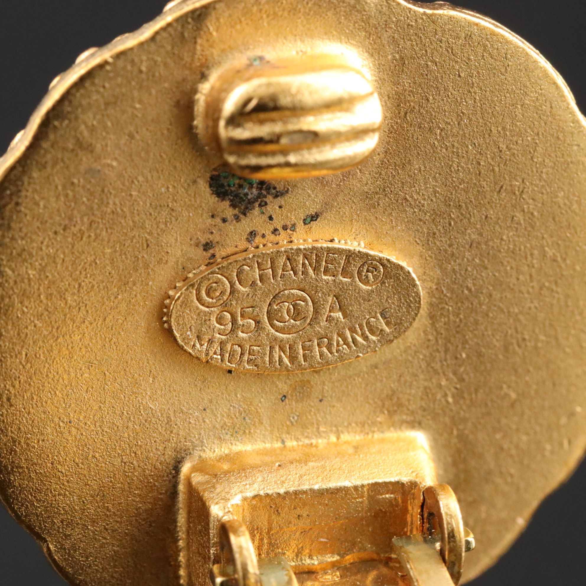 Chanel CC Logo Clip Earrings 1995