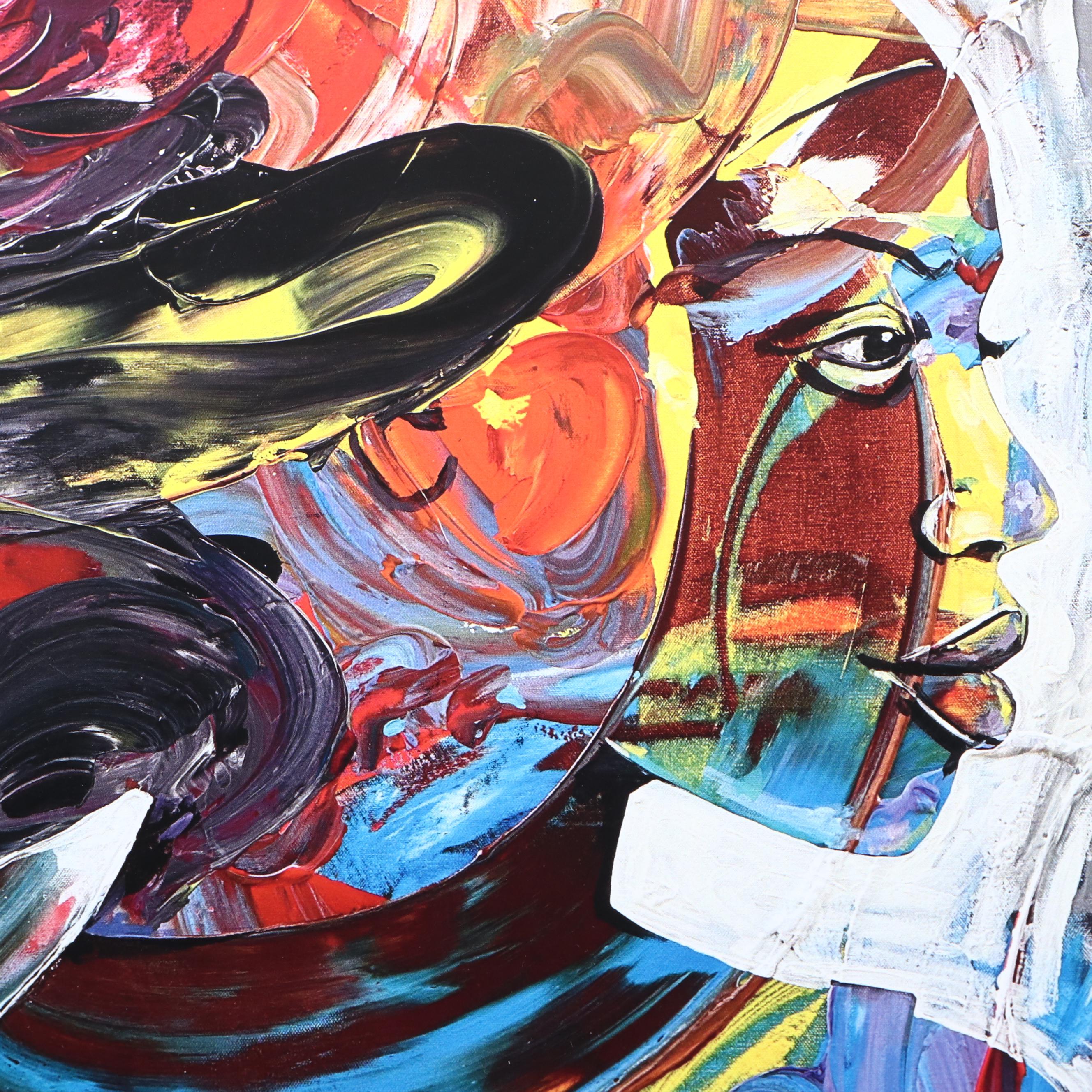 Abiola Idowu Stylized Offset Lithograph Portraits, 21st Century