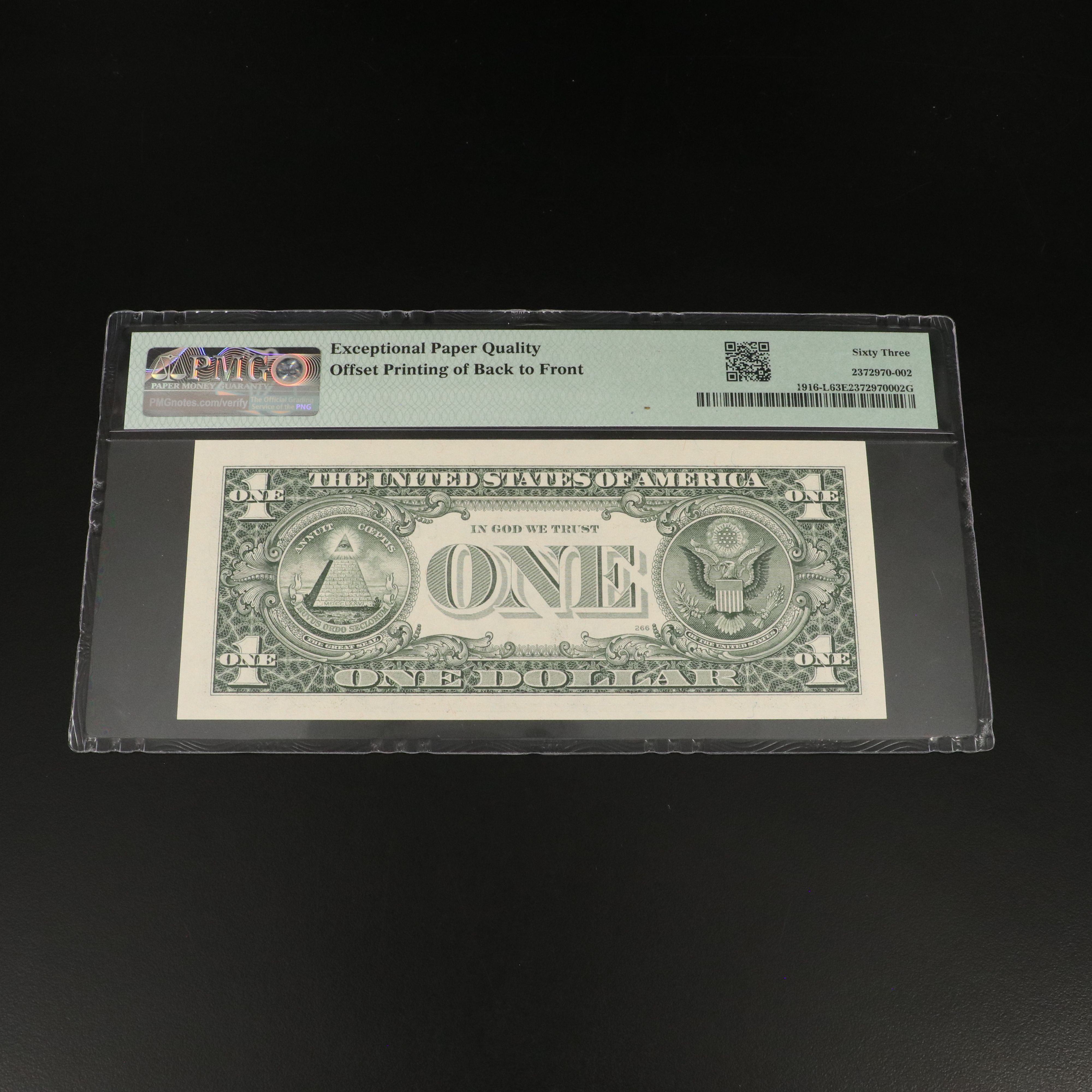 PMG MS 63 1988A One Dollar Federal Reserve Error Note