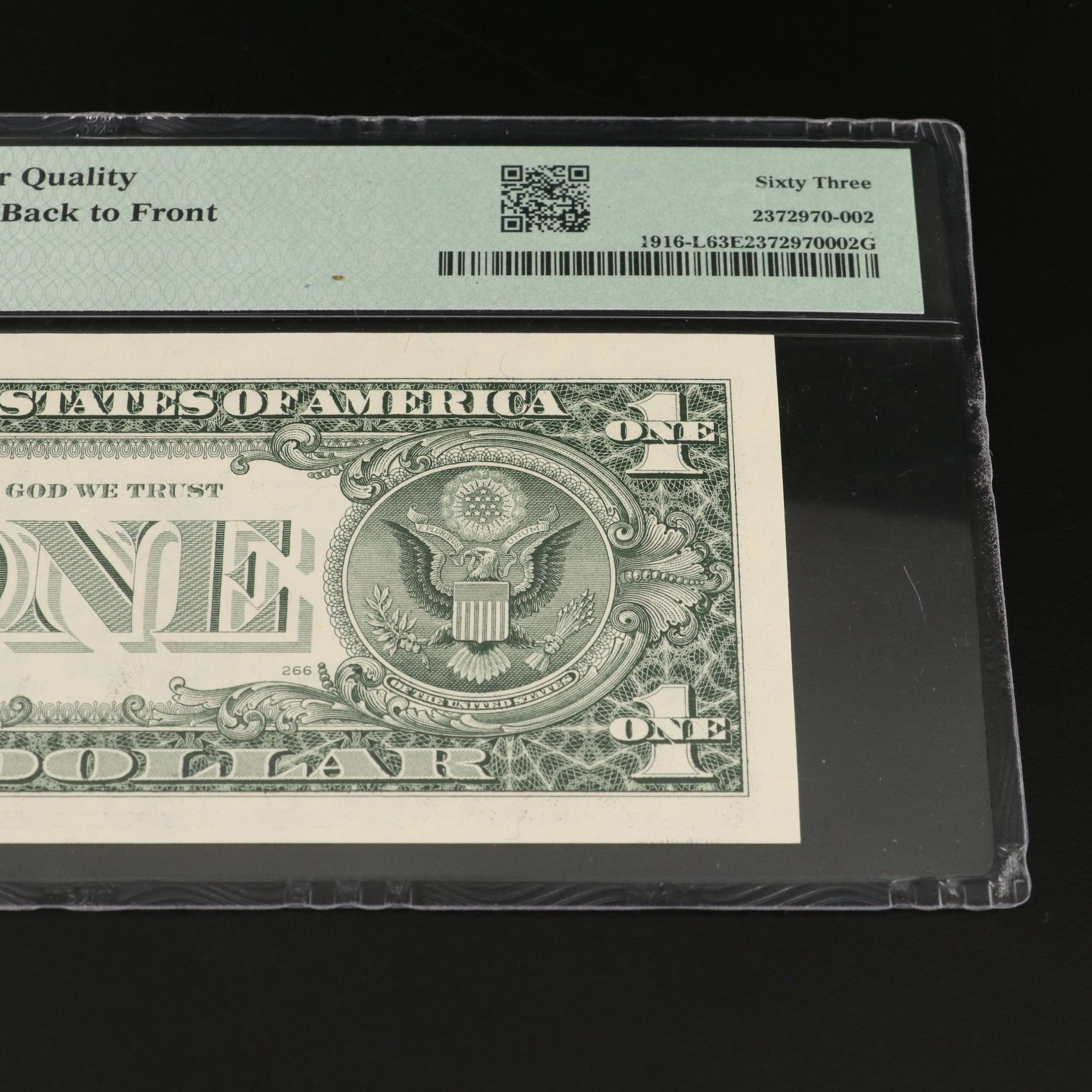 PMG MS 63 1988A One Dollar Federal Reserve Error Note