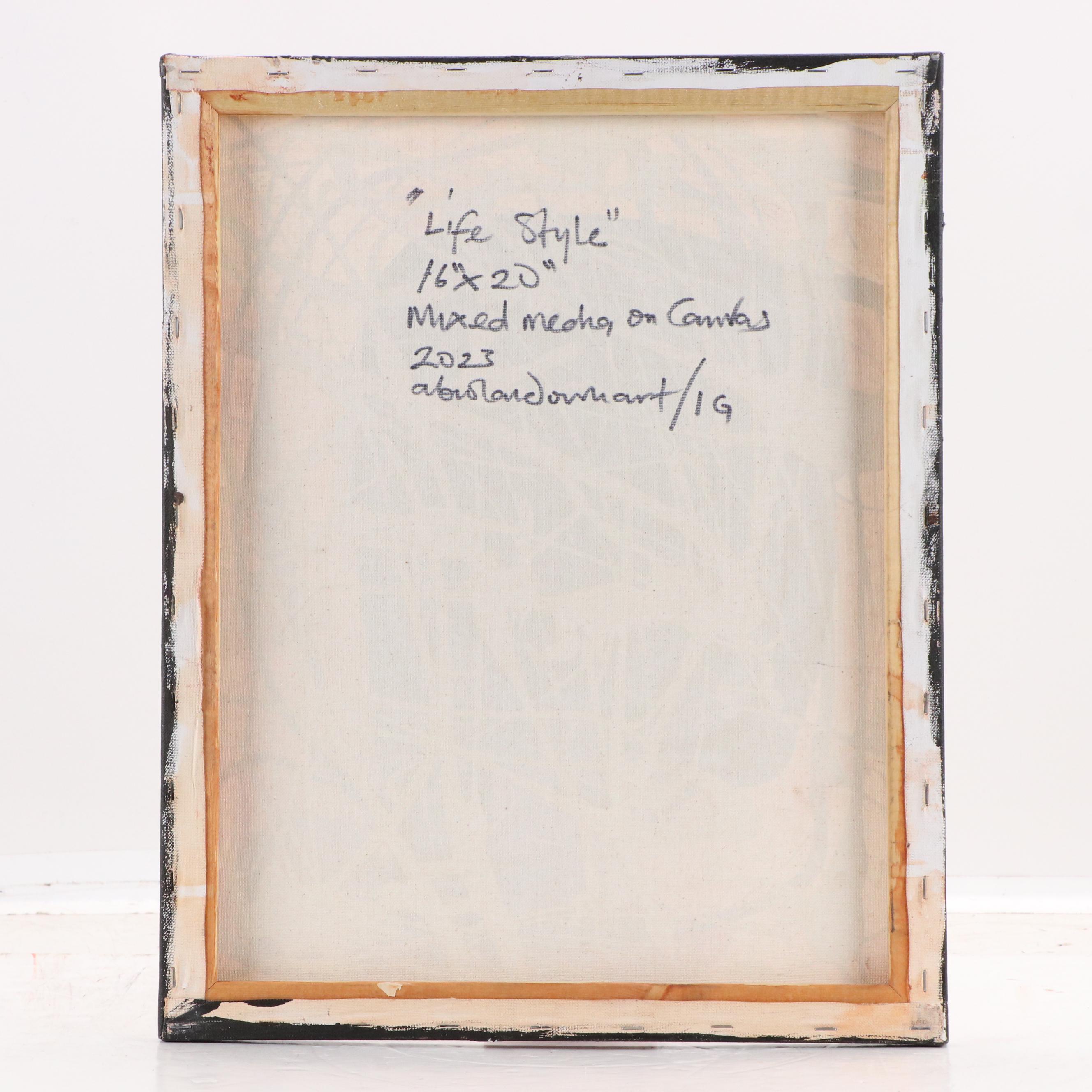 Abiola Idowu Stylized Mixed Media Portrait "Life Style," 2023