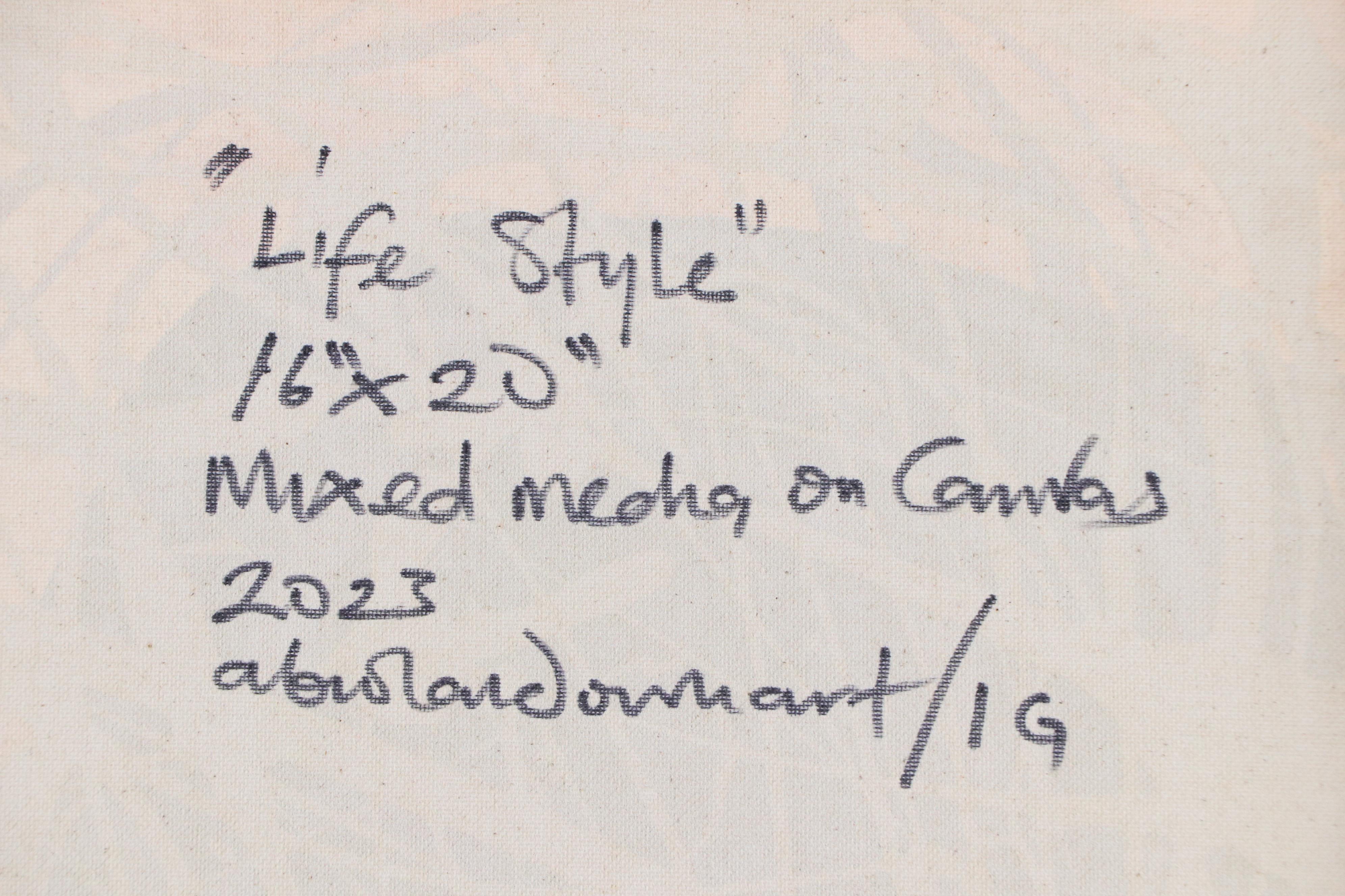 Abiola Idowu Stylized Mixed Media Portrait "Life Style," 2023