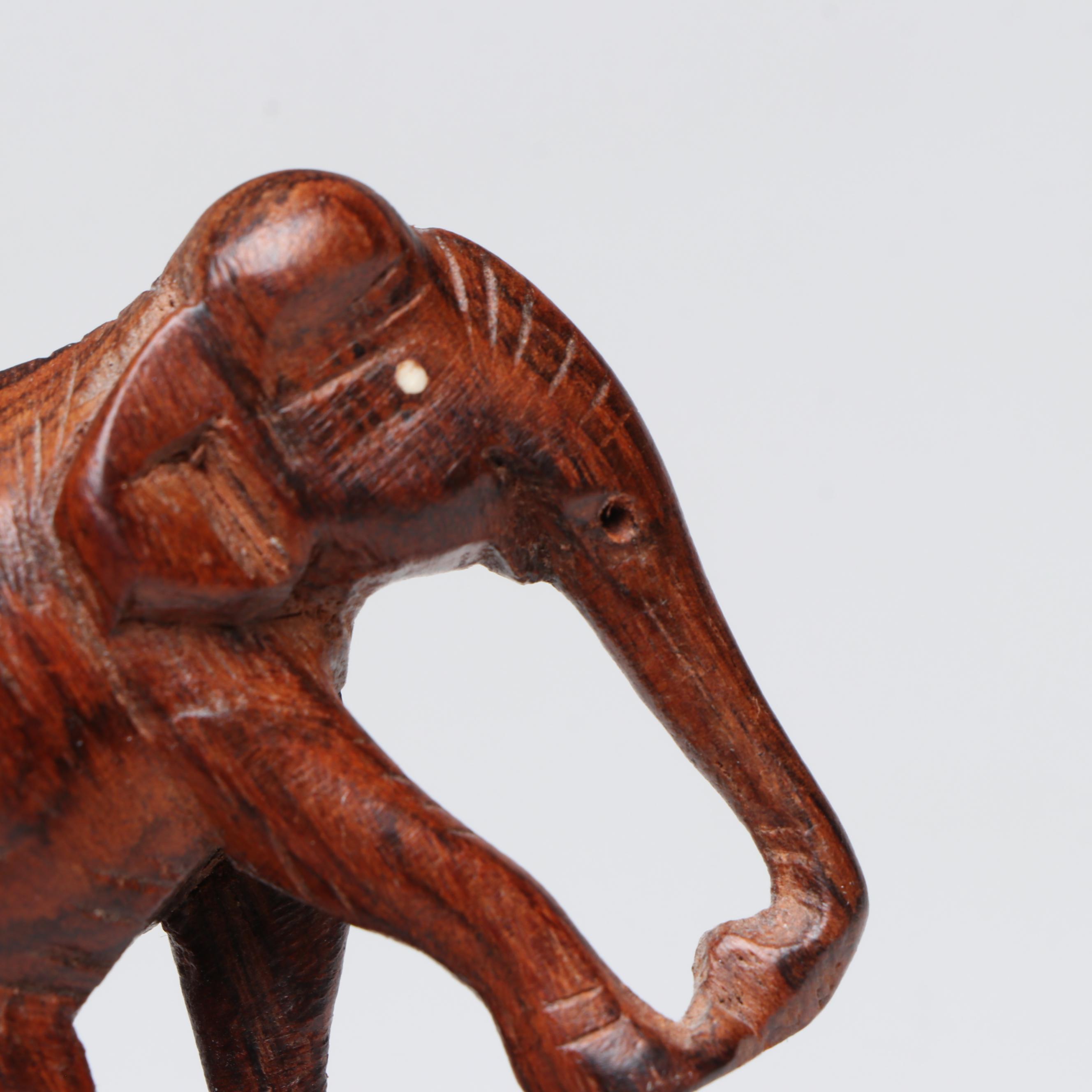 Panama Emberá Wounaan Handwoven Basket and Carved Wooden Elephants