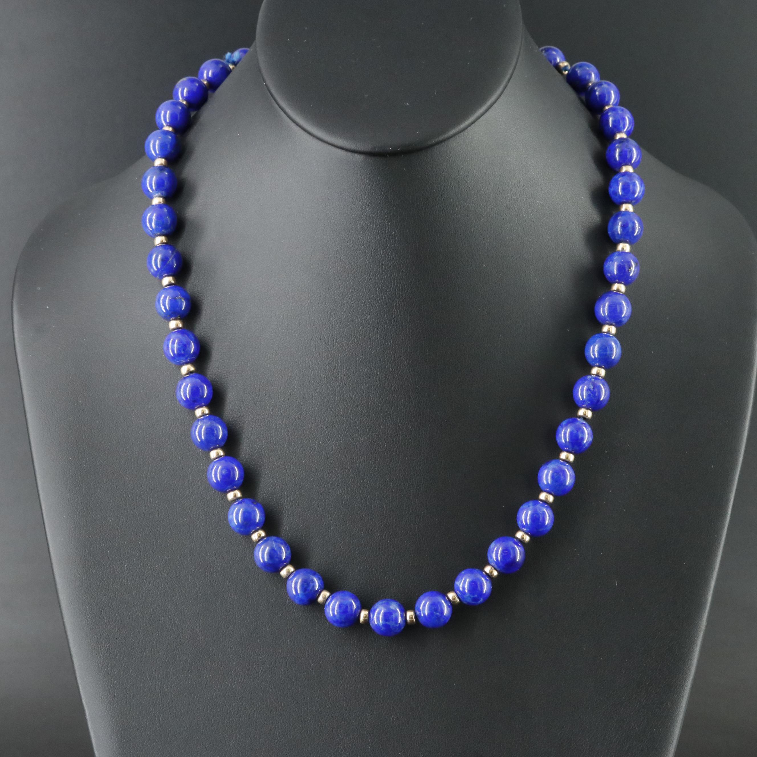 14K Lapis Lazuli and Gold Bead Necklace