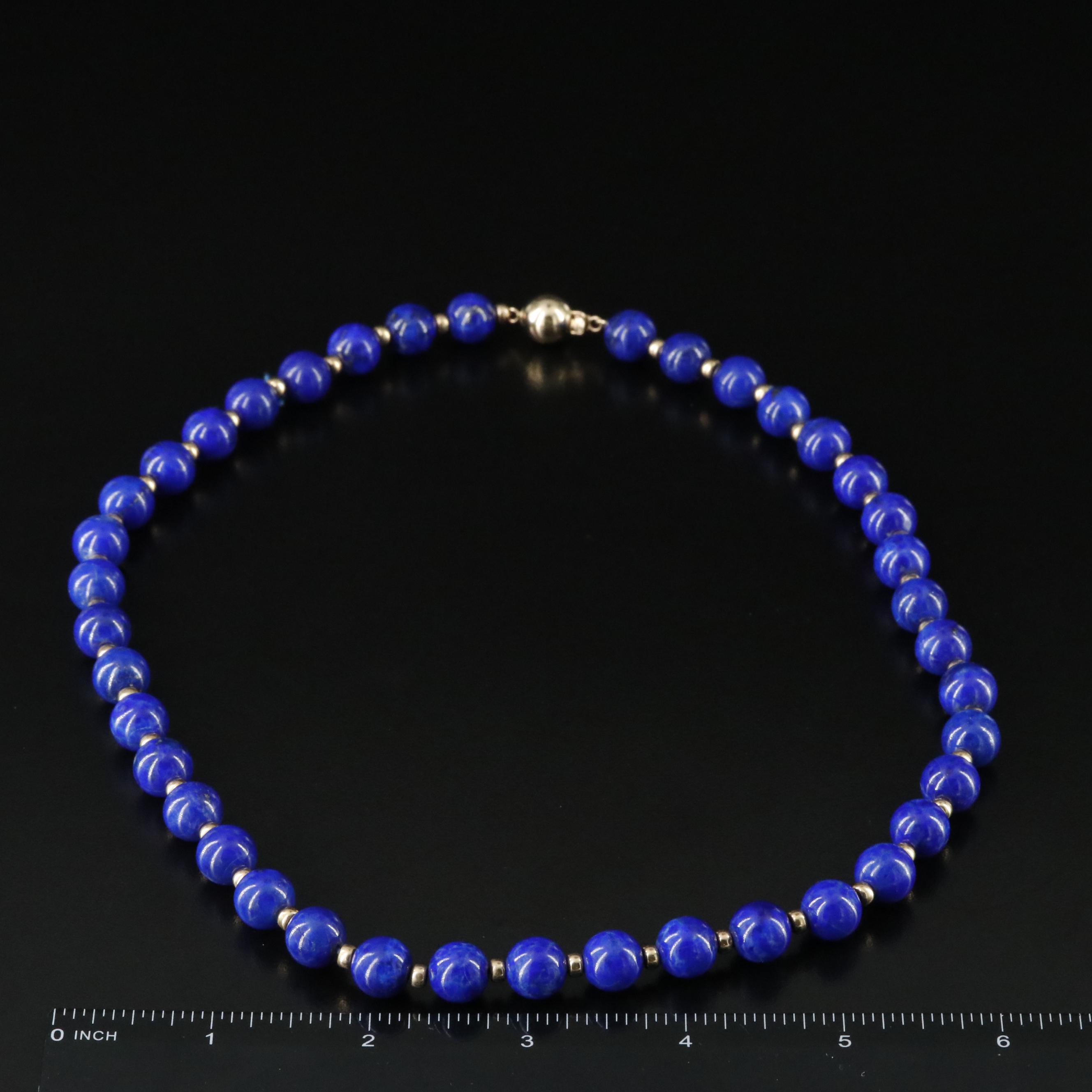 14K Lapis Lazuli and Gold Bead Necklace