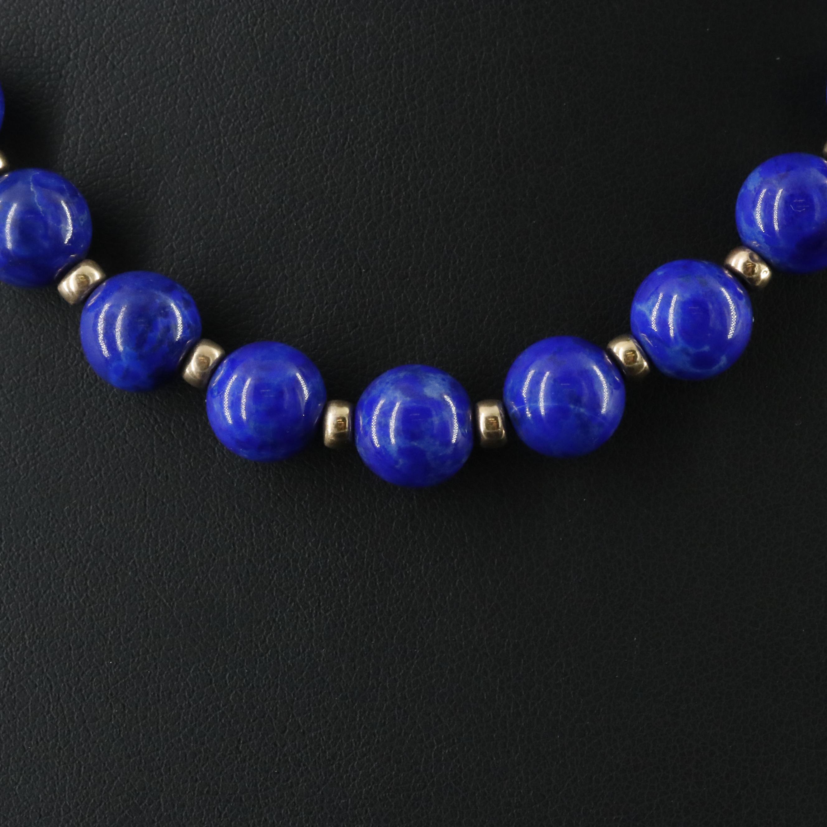 14K Lapis Lazuli and Gold Bead Necklace