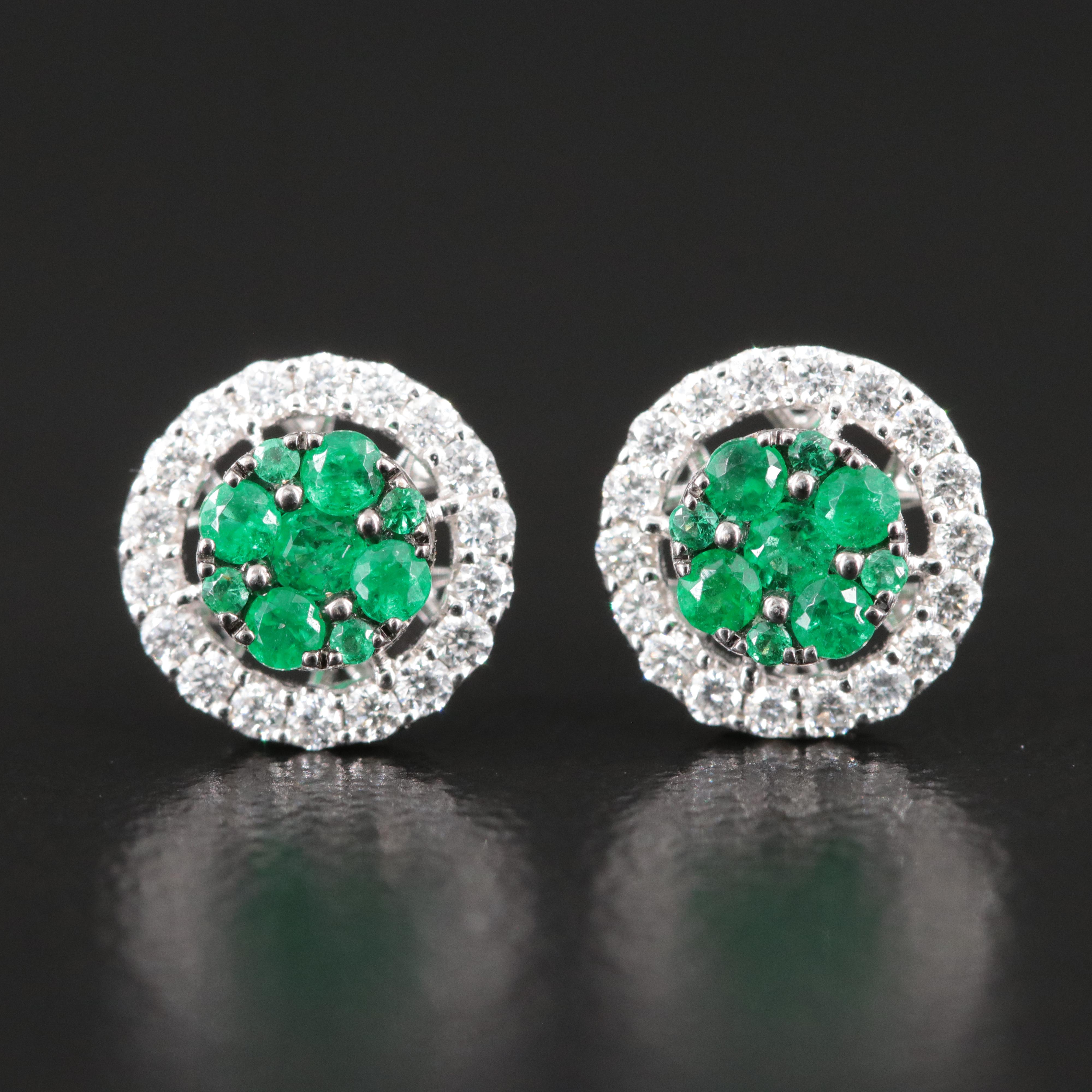 18K Emerald and Diamond Earrings