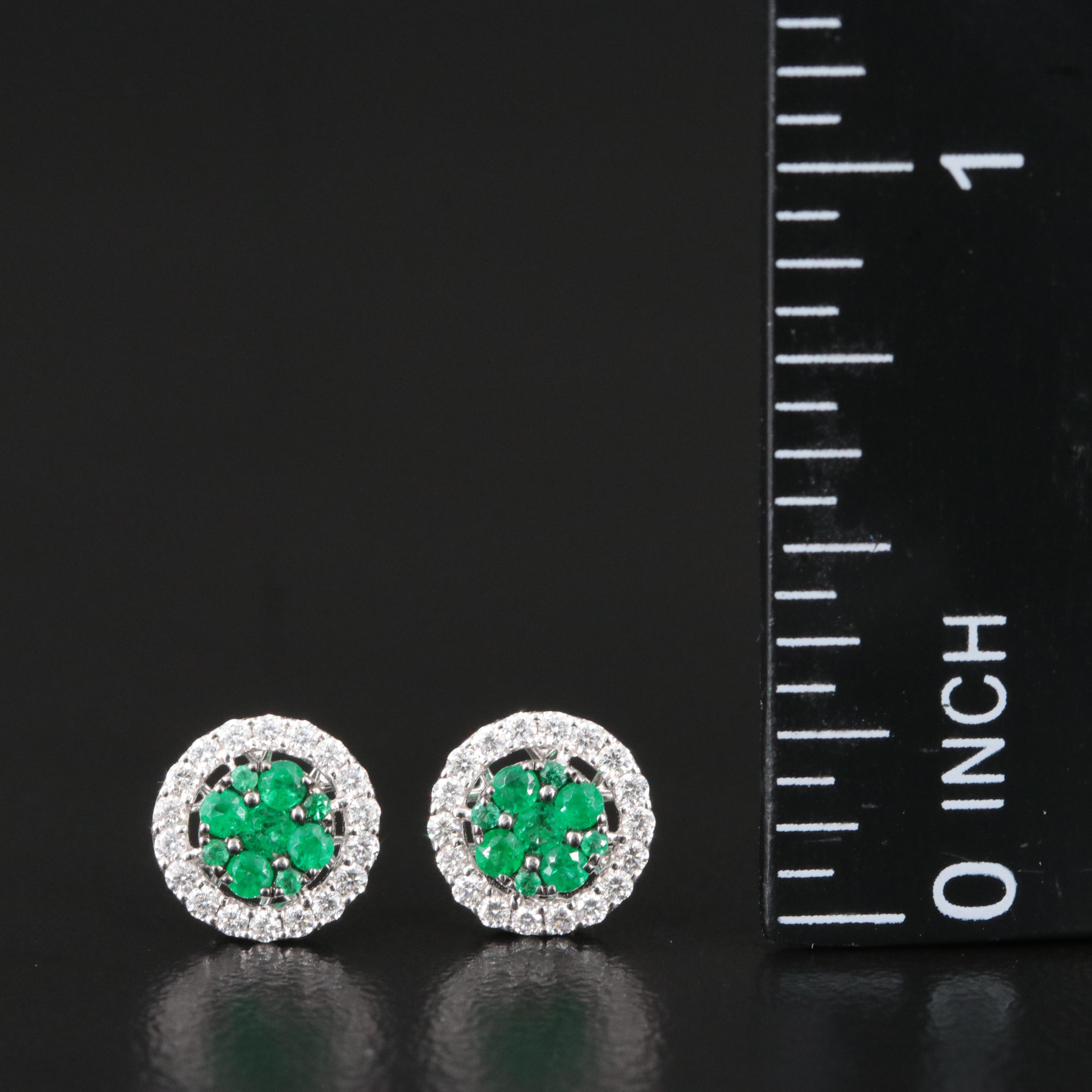 18K Emerald and Diamond Earrings