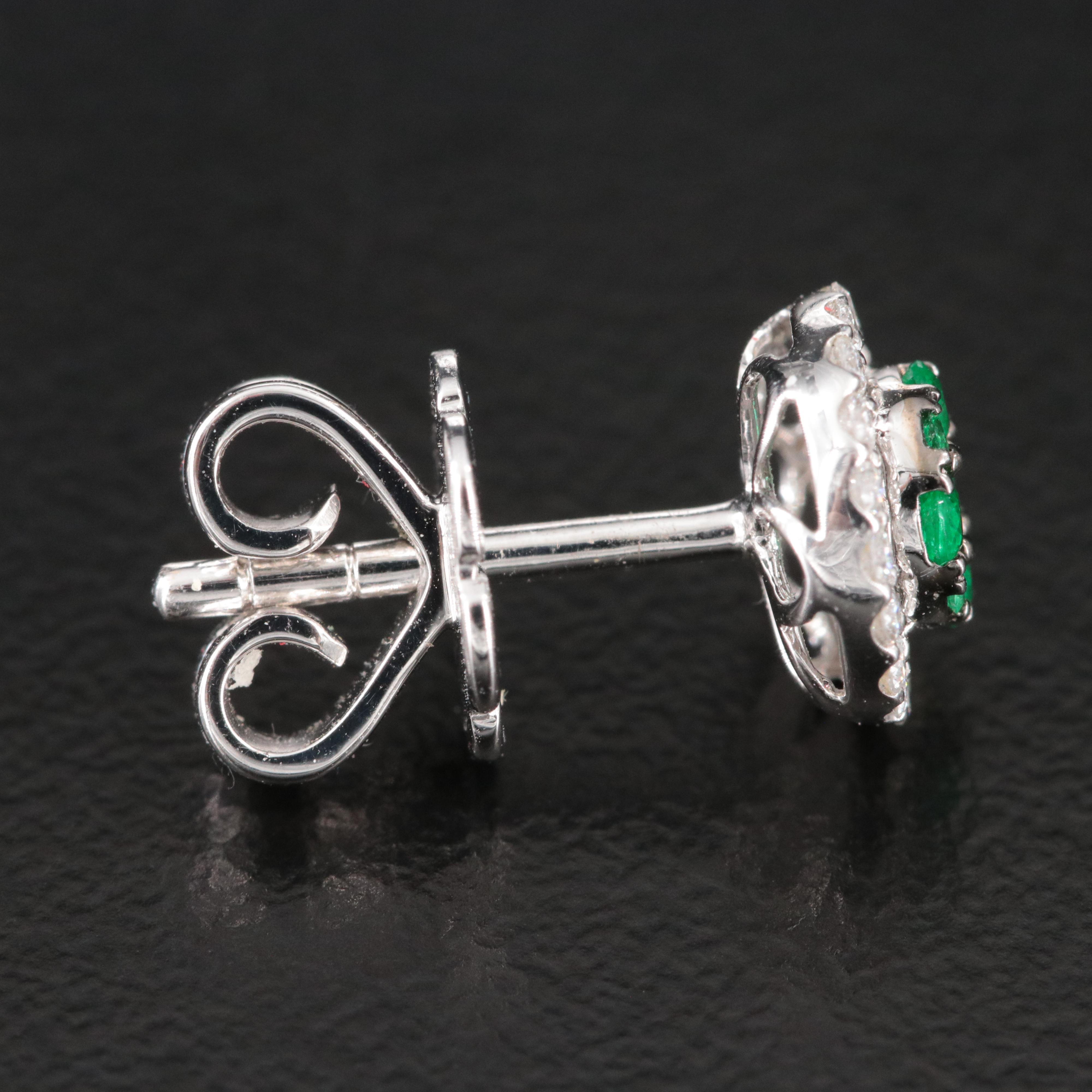 18K Emerald and Diamond Earrings