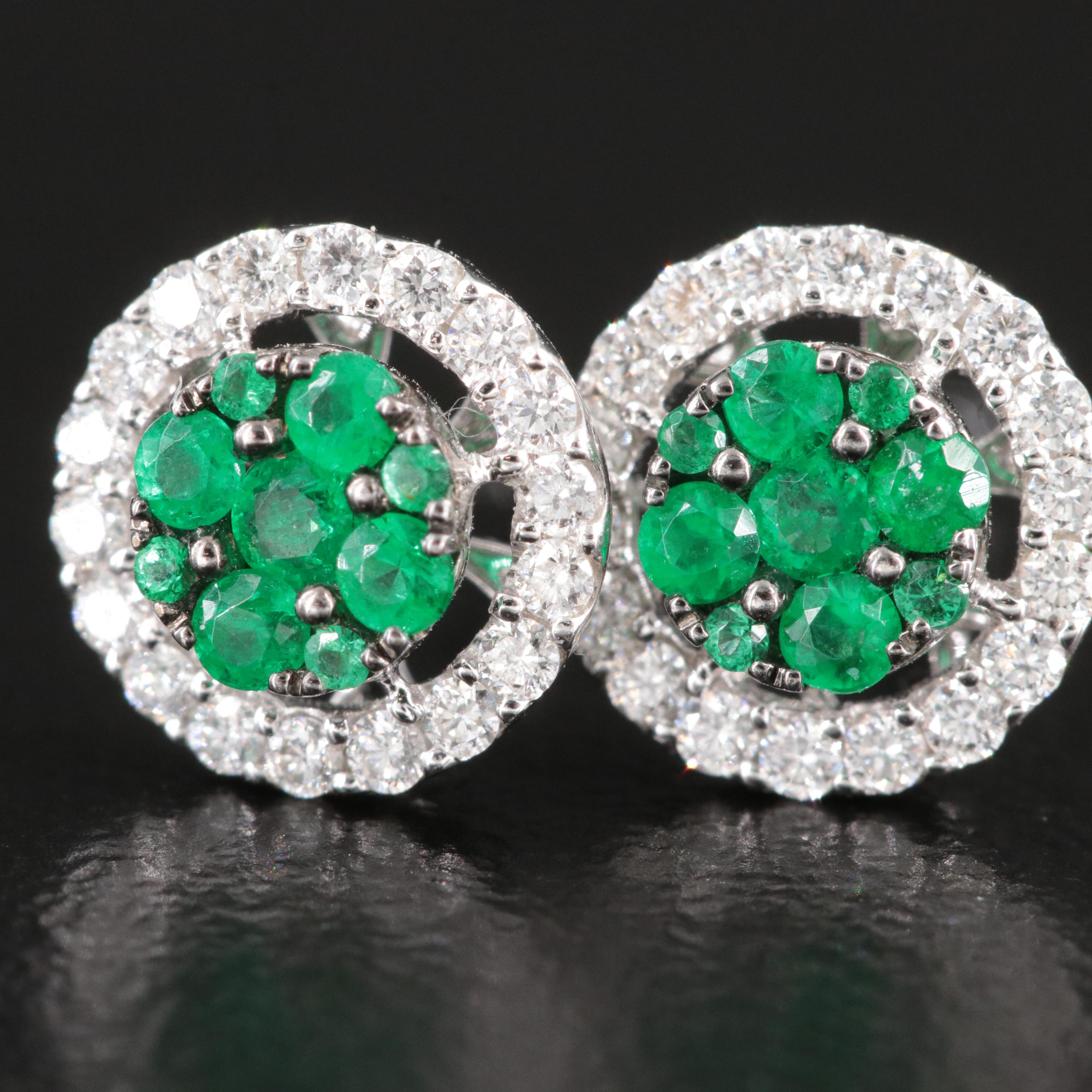 18K Emerald and Diamond Earrings