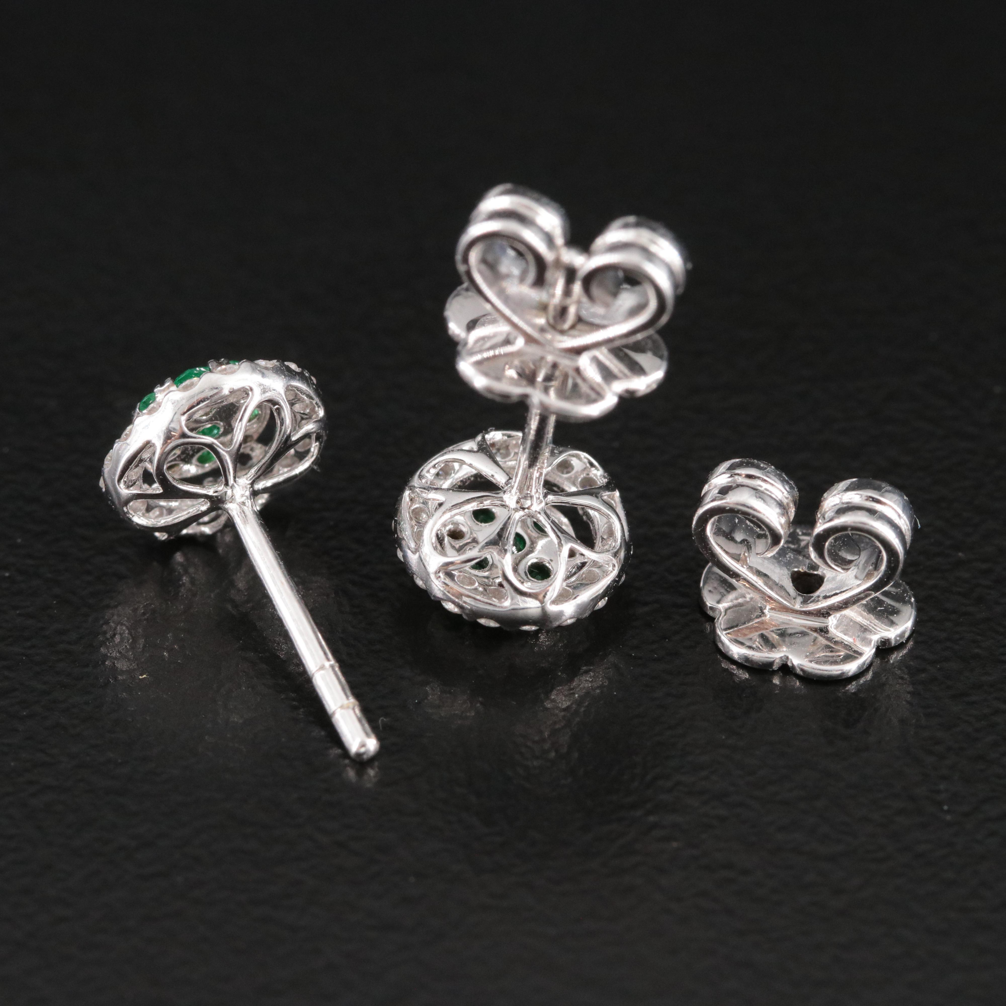 18K Emerald and Diamond Earrings