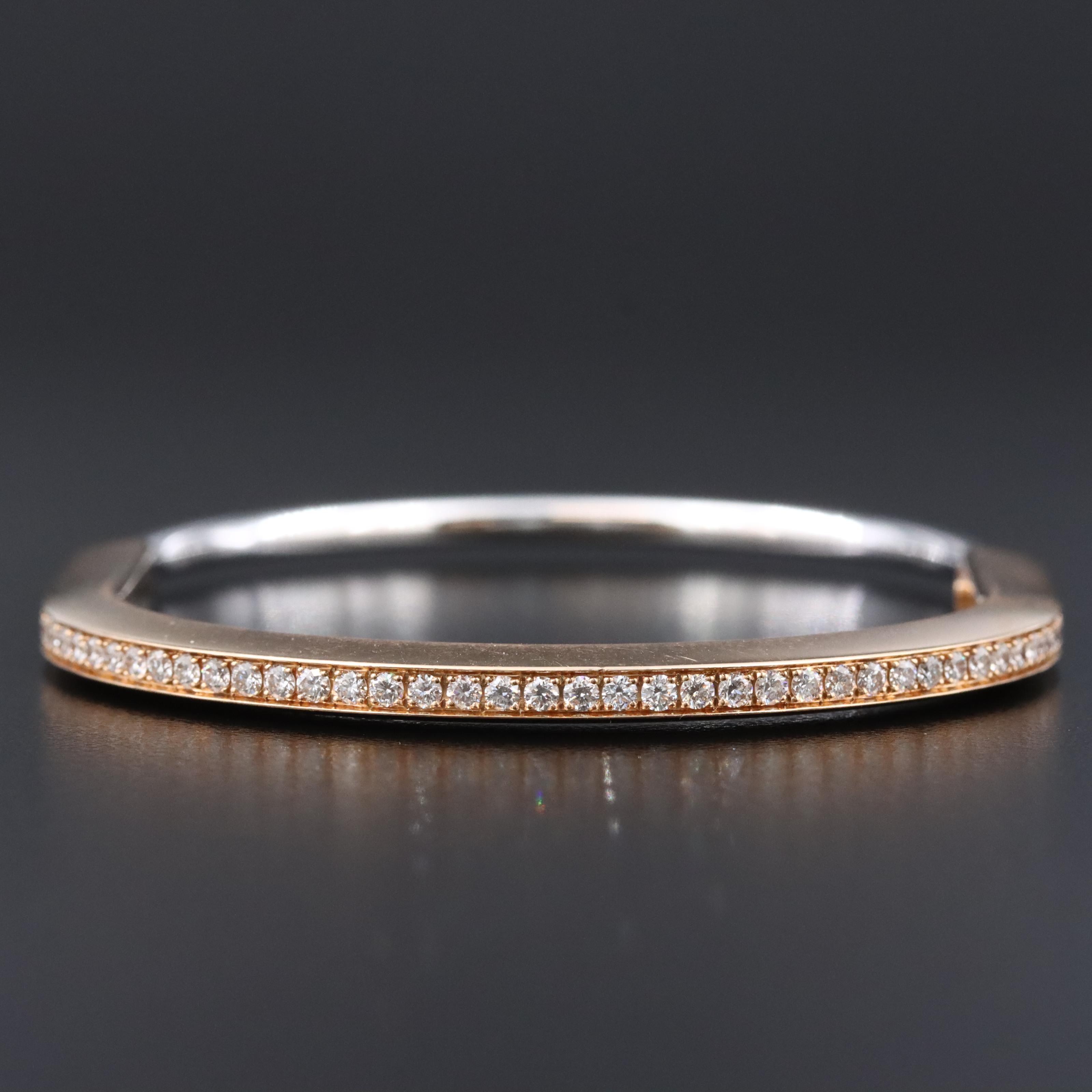 Tiffany & Co. Lock 18K Rose and White Gold 1.15 CTW Diamond Half Pavé Bracelet