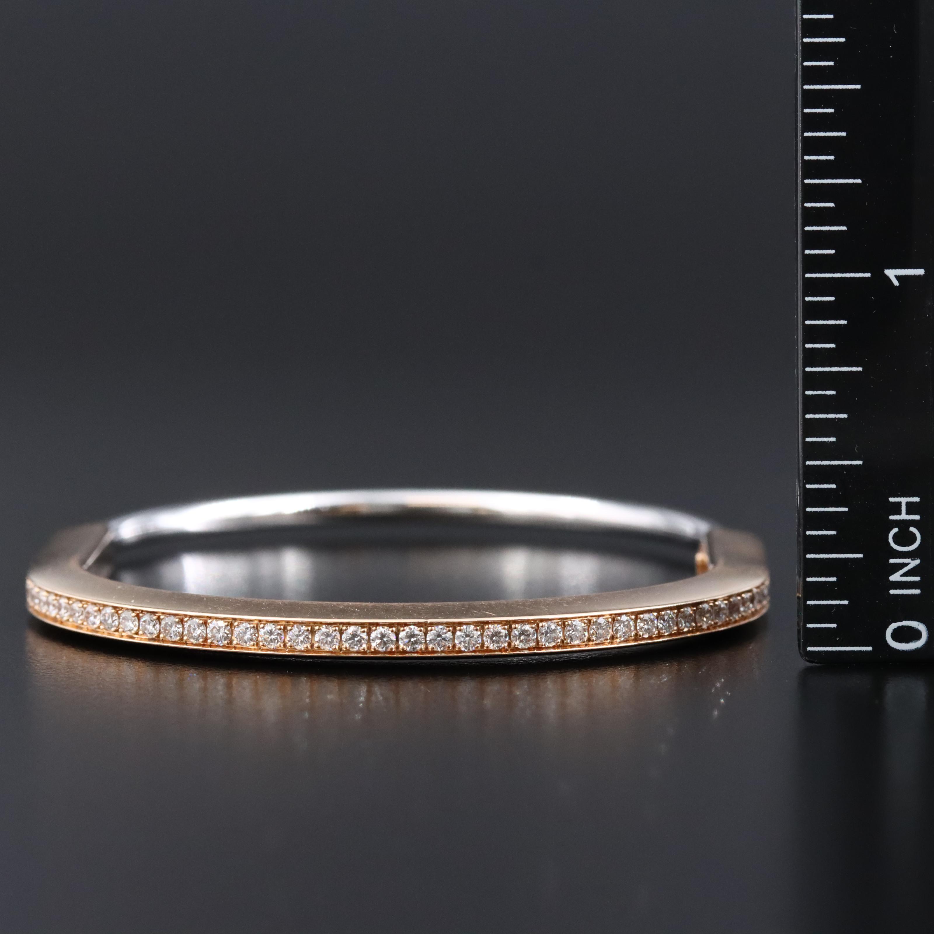 Tiffany & Co. Lock 18K Rose and White Gold 1.15 CTW Diamond Half Pavé Bracelet