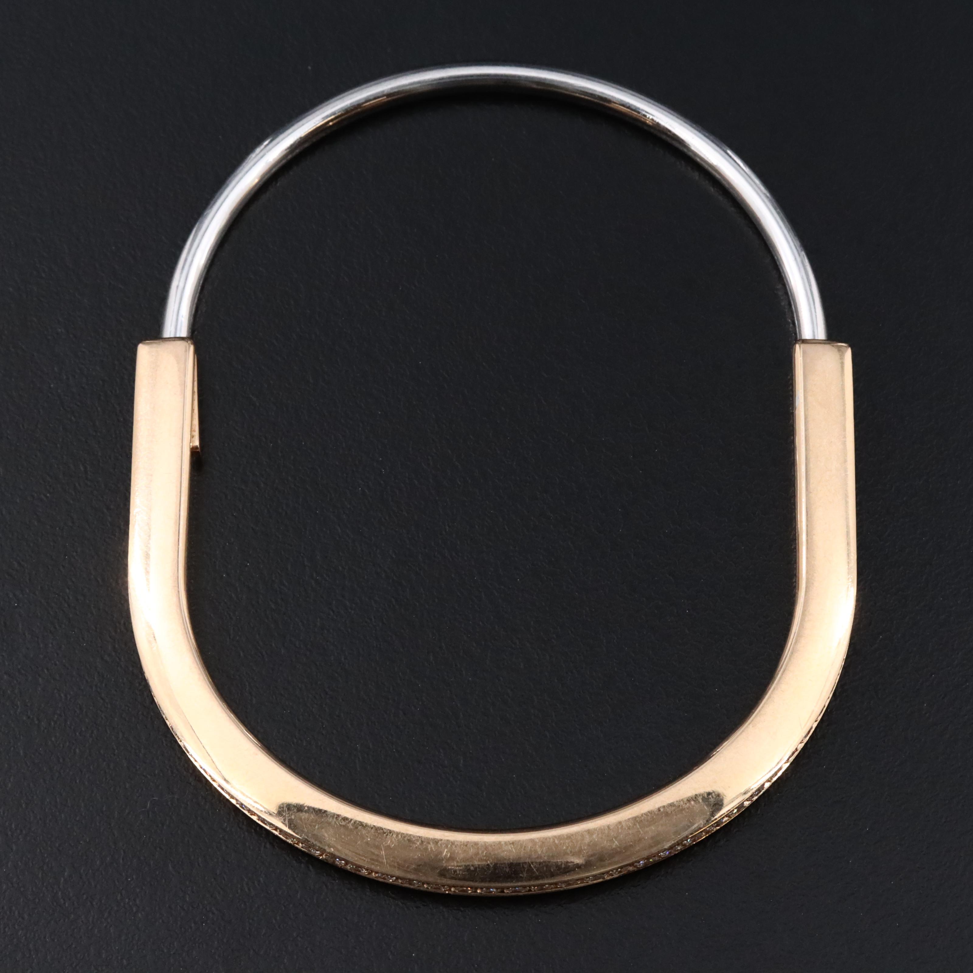 Tiffany & Co. Lock 18K Rose and White Gold 1.15 CTW Diamond Half Pavé Bracelet