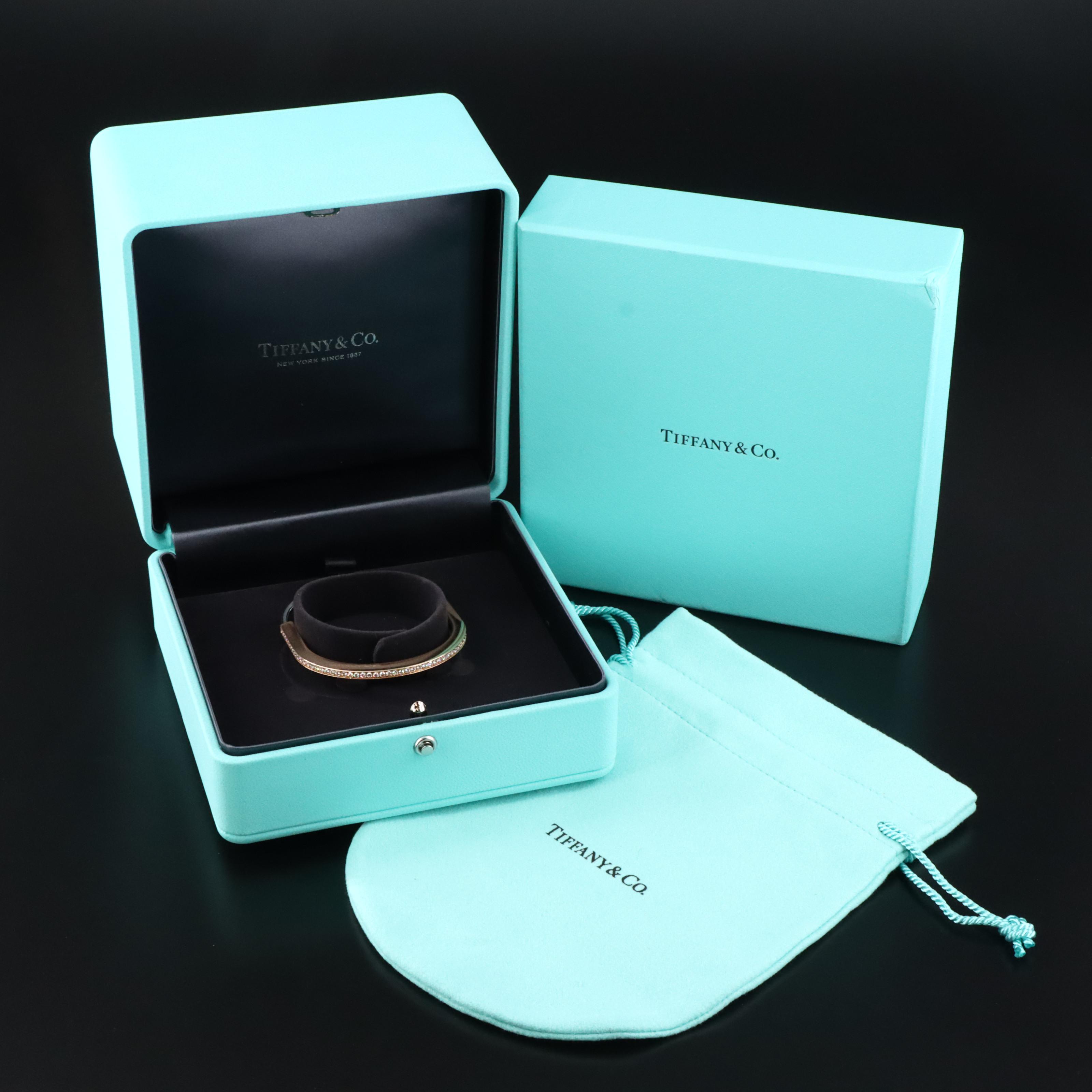 Tiffany & Co. Lock 18K Rose and White Gold 1.15 CTW Diamond Half Pavé Bracelet