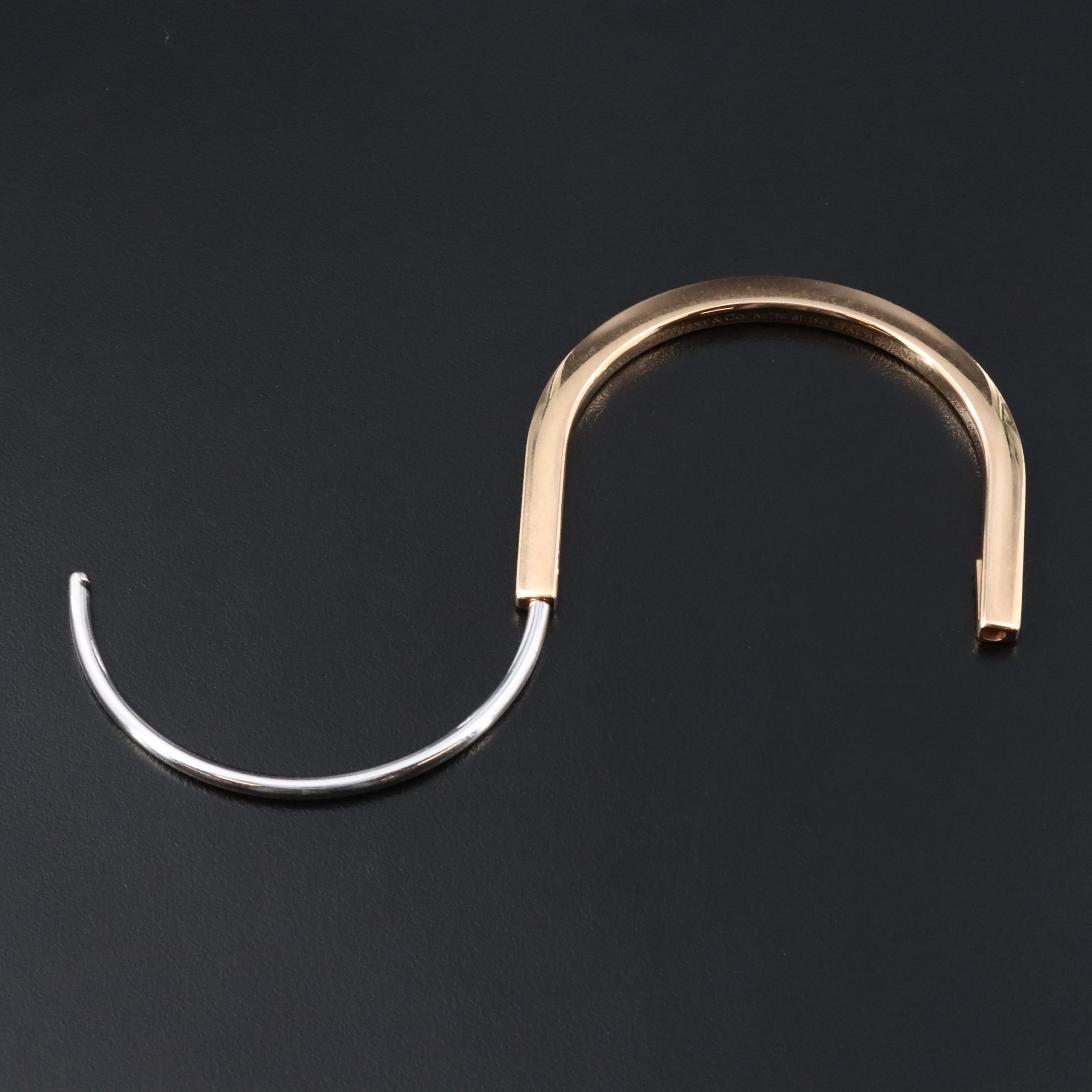 Tiffany & Co. Lock 18K Rose and White Gold 1.15 CTW Diamond Half Pavé Bracelet