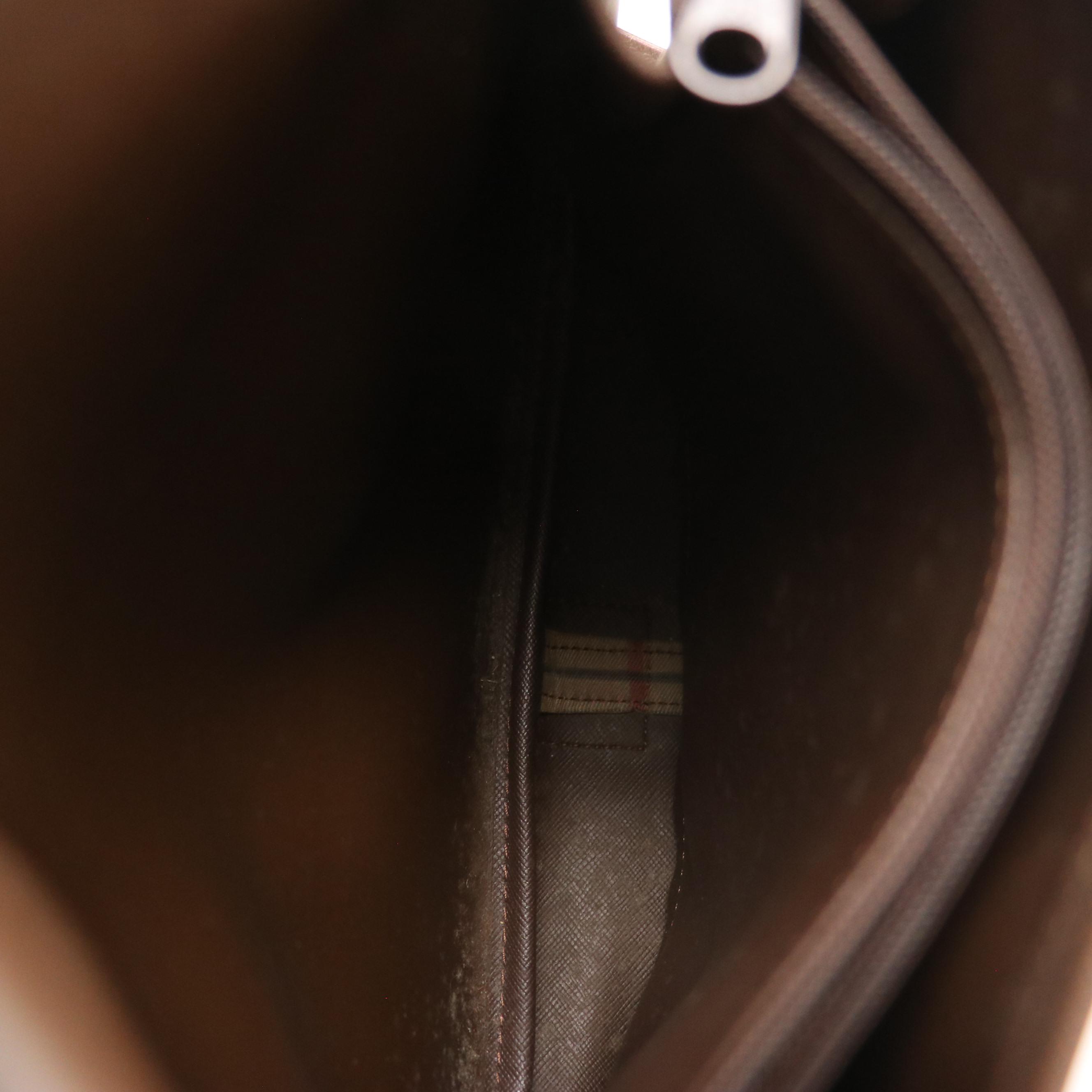 Burberrys Saddle Bag in Windowpane Check Canvas and Brown Saffiano Leather