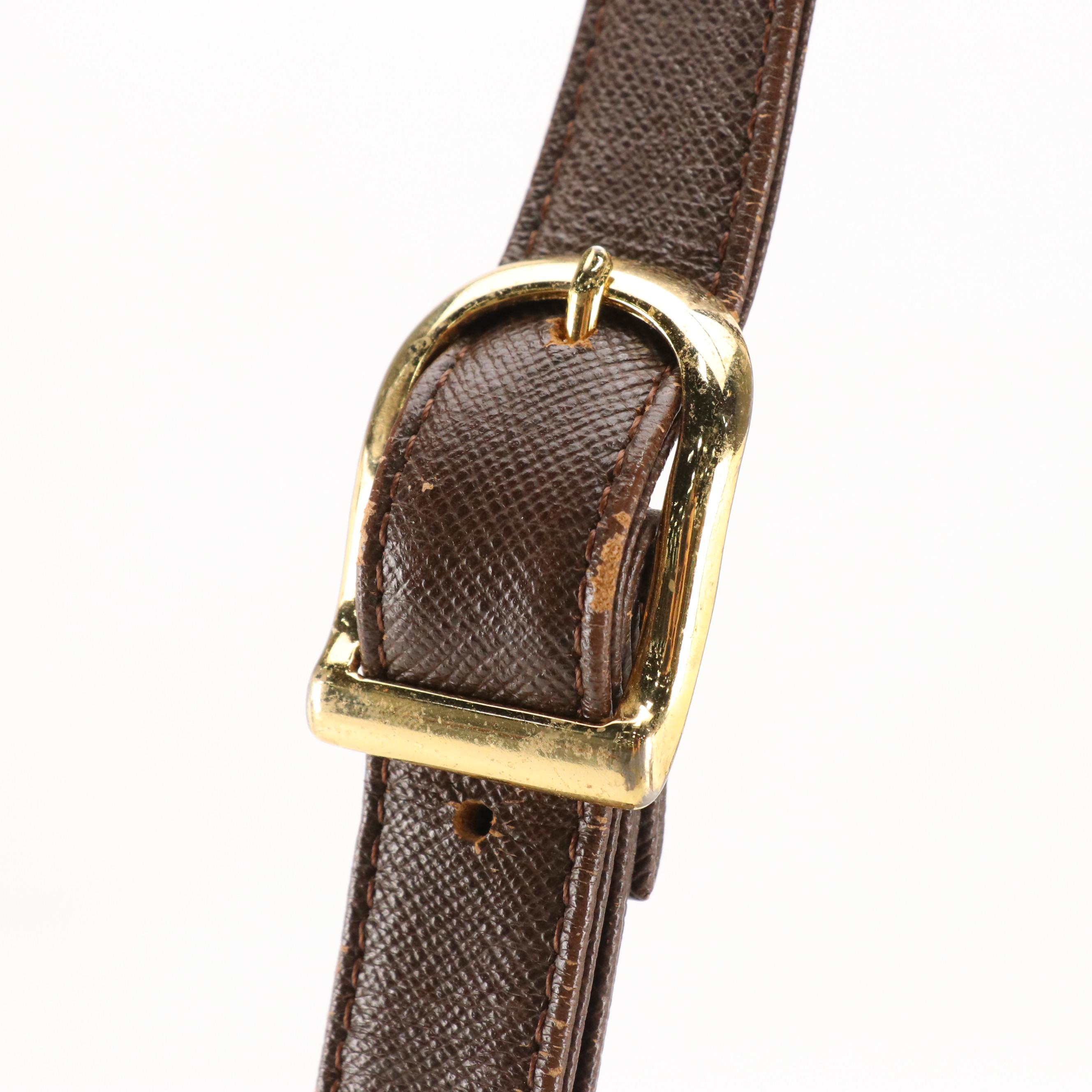 Burberrys Saddle Bag in Windowpane Check Canvas and Brown Saffiano Leather