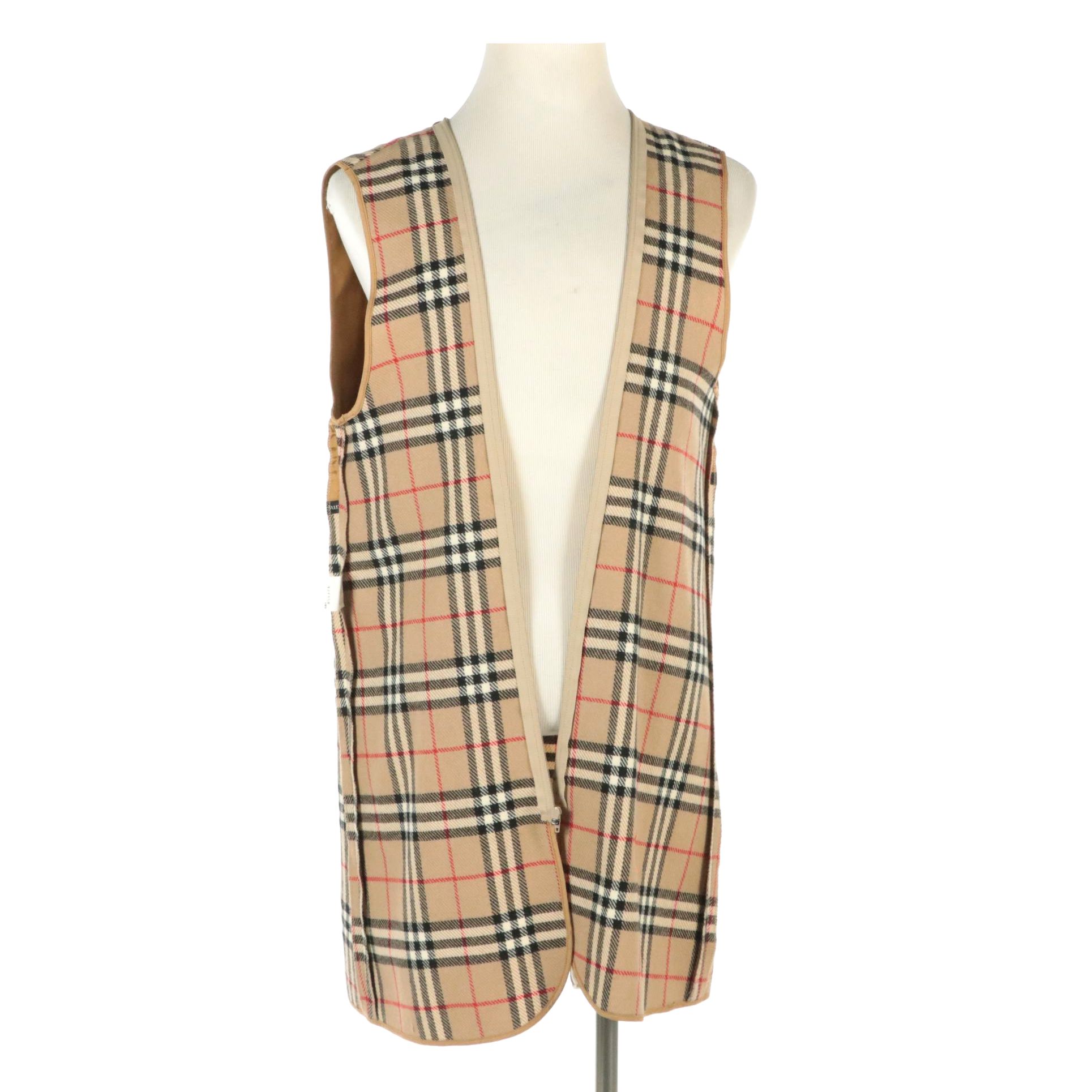 Burberrys House Check Wool Zip-In Trench Coat Liner