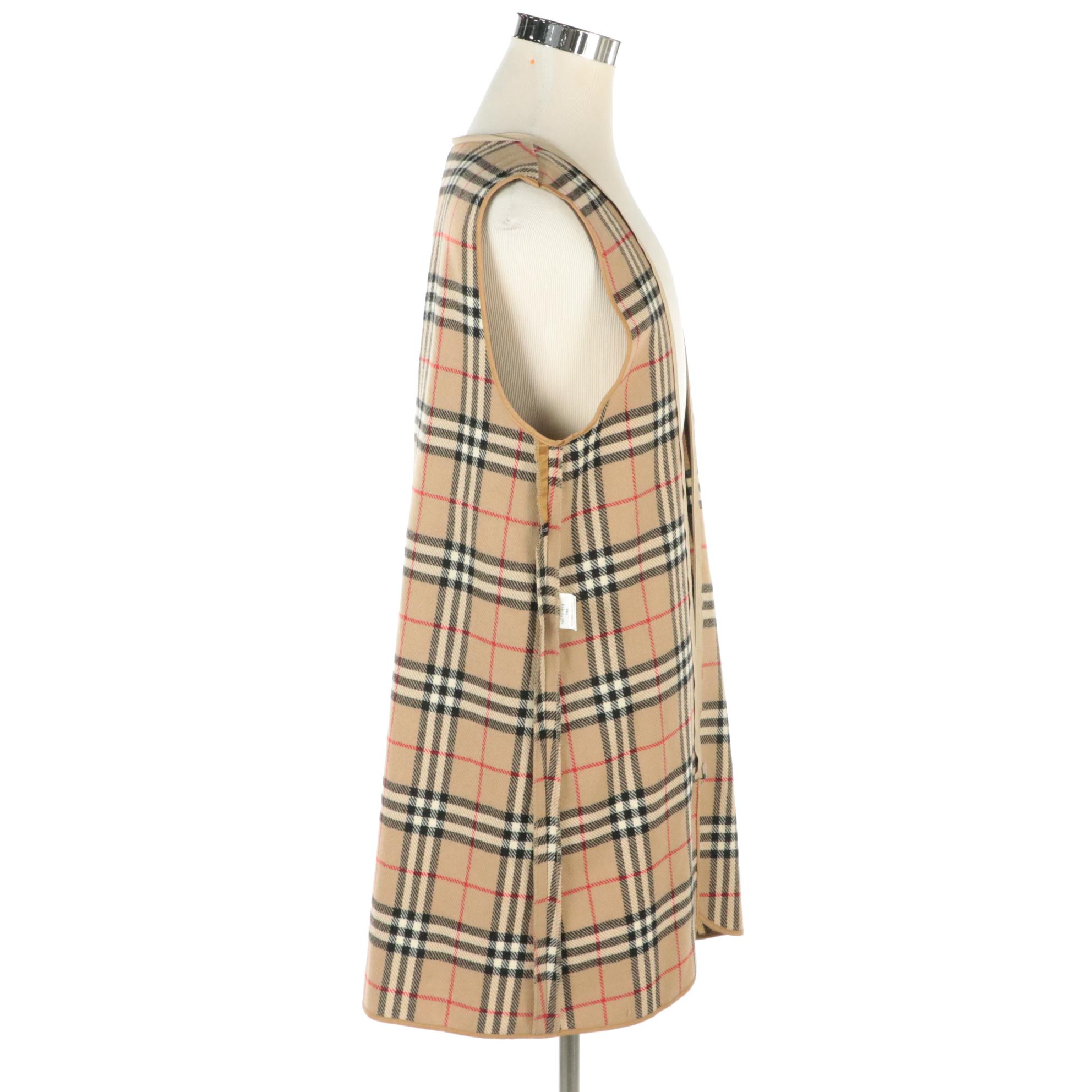 Burberrys House Check Wool Zip-In Trench Coat Liner