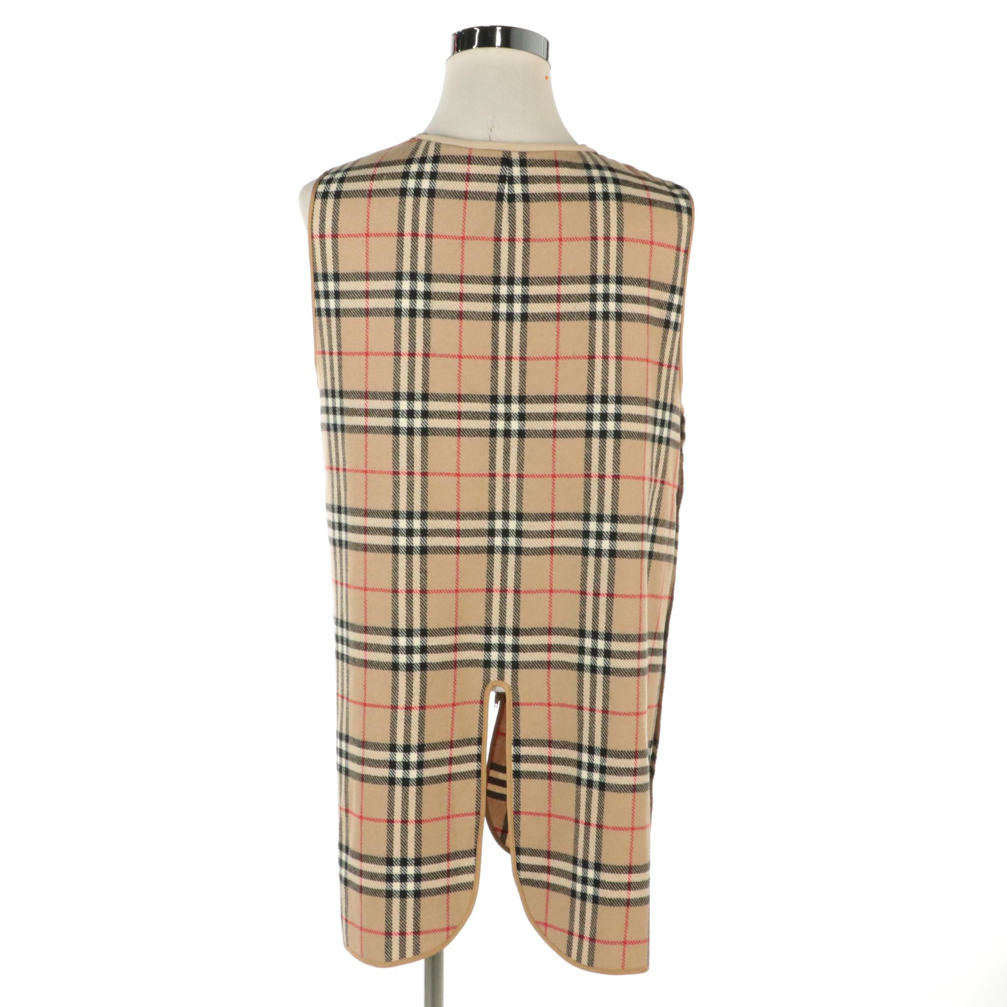 Burberrys House Check Wool Zip-In Trench Coat Liner