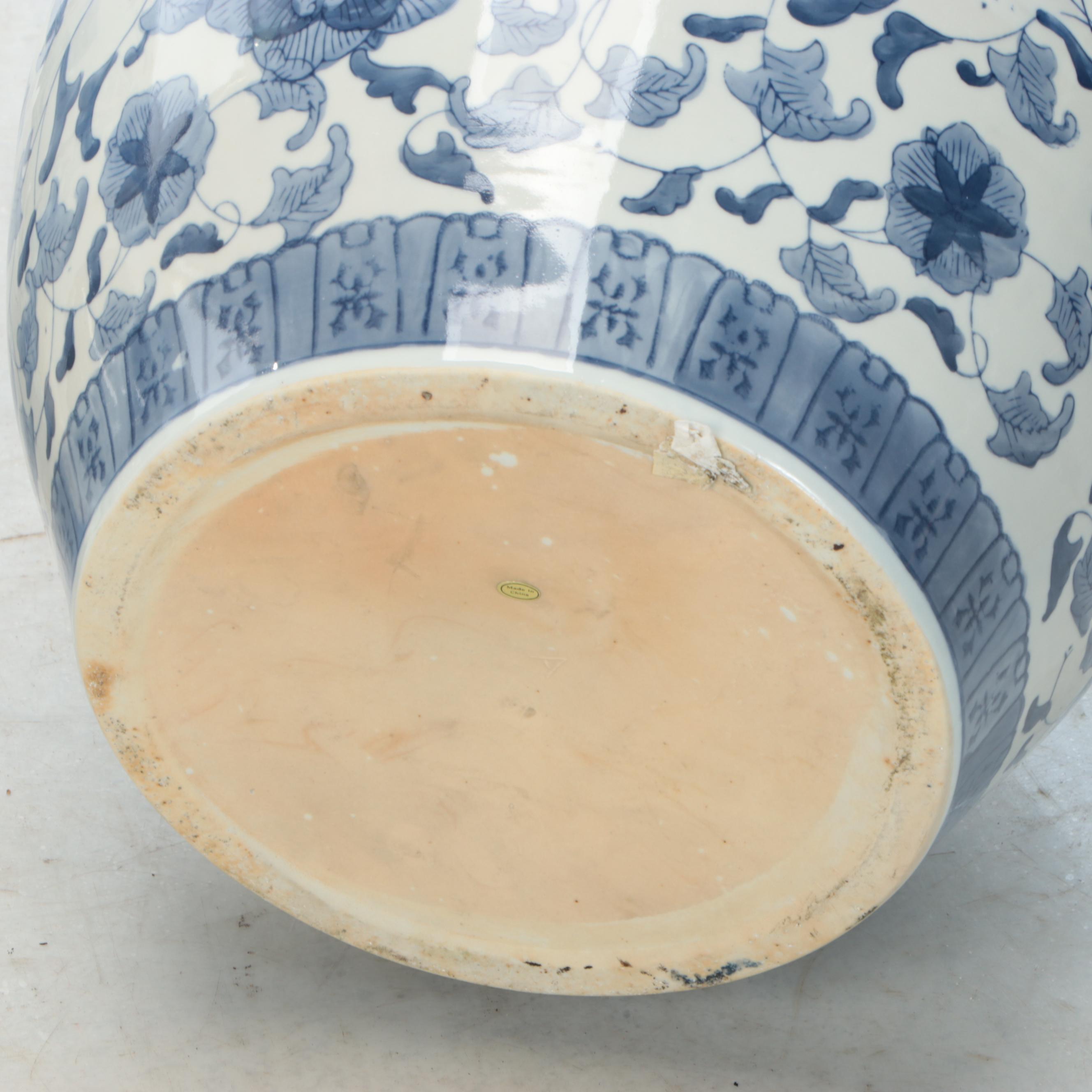 Chinese Blue and White Ceramic Planter and Garden Stool