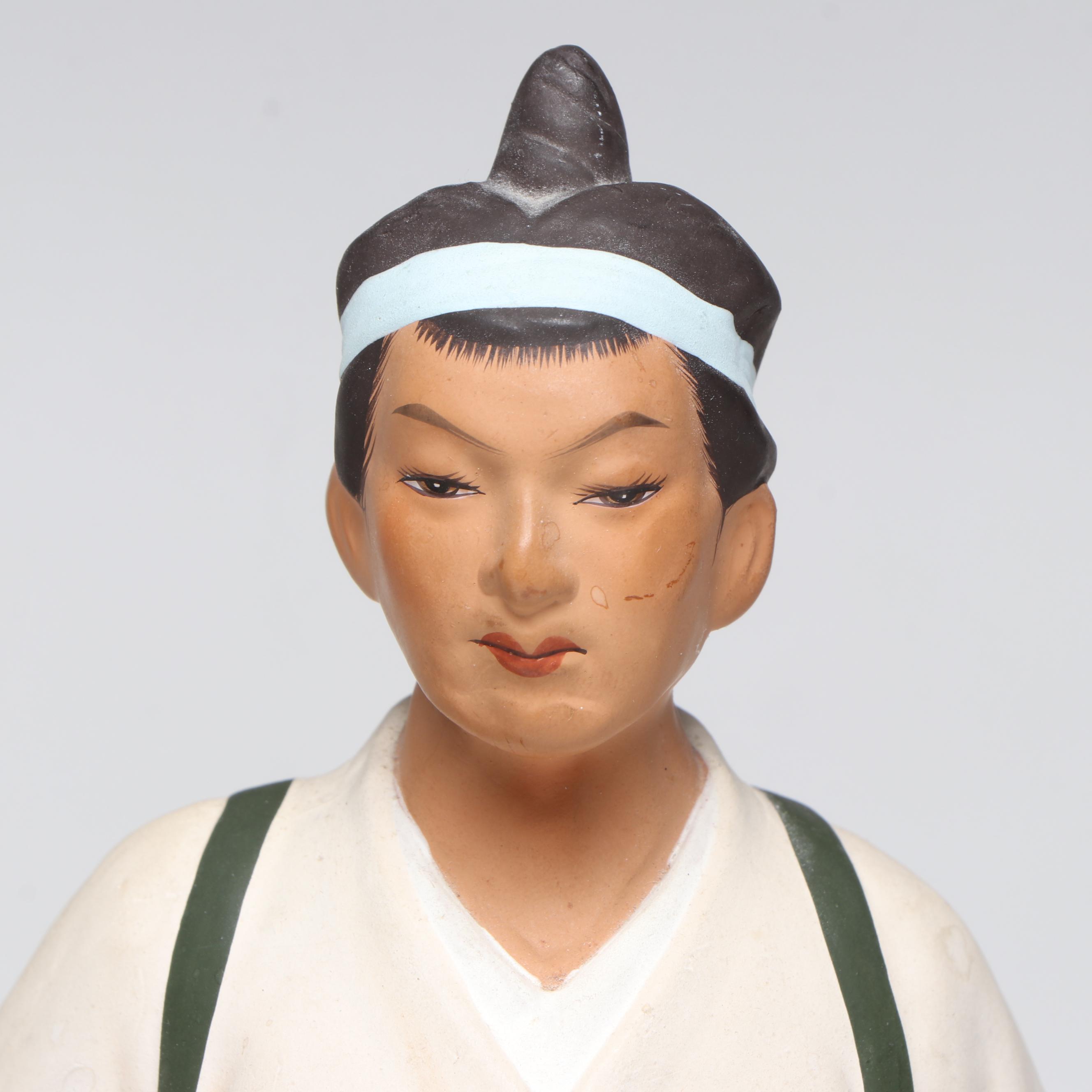 Japanese Farmers and Traveler Ceramic Figures