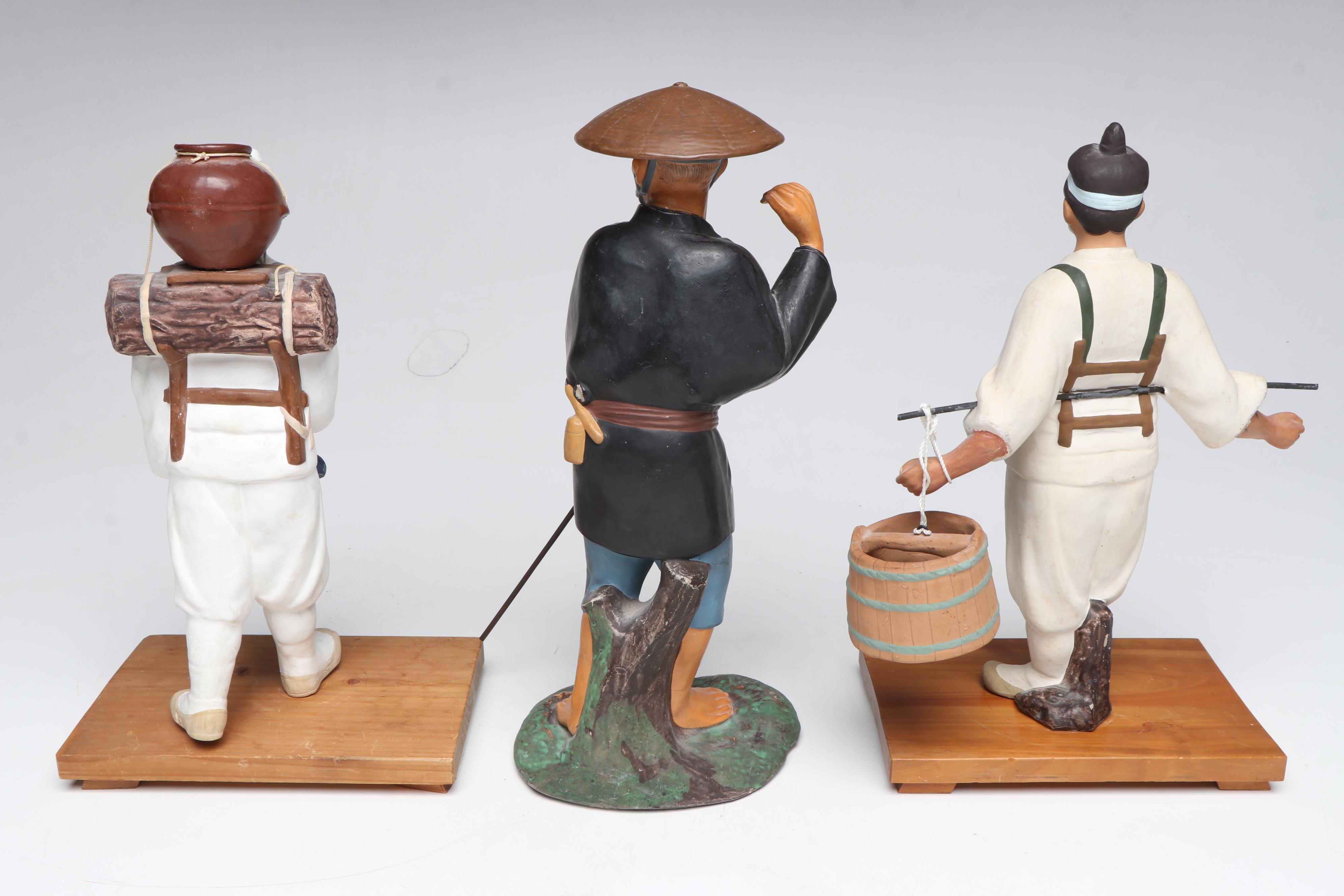 Japanese Farmers and Traveler Ceramic Figures