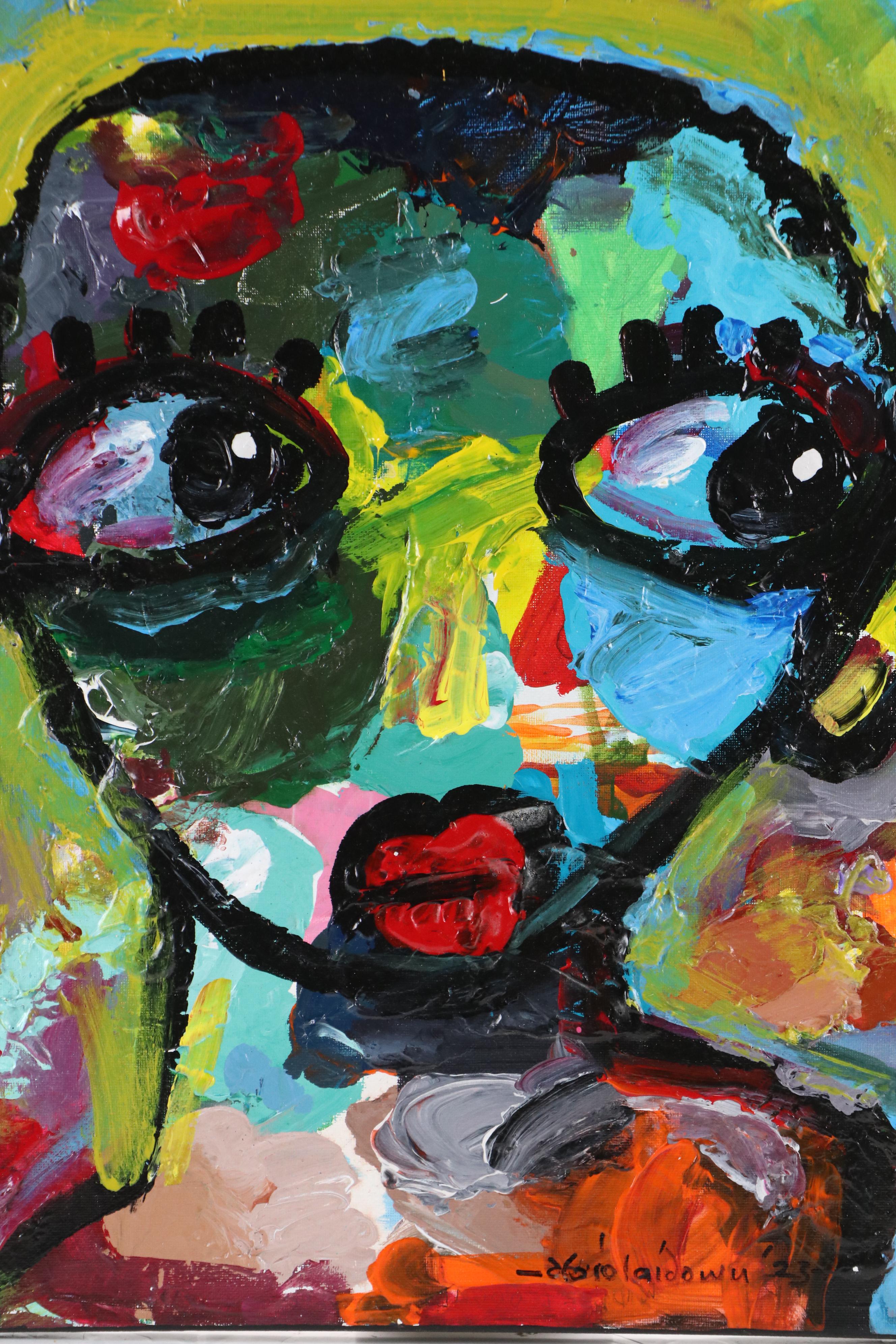 Abiola Idowu Stylized Acrylic Portrait, 2023