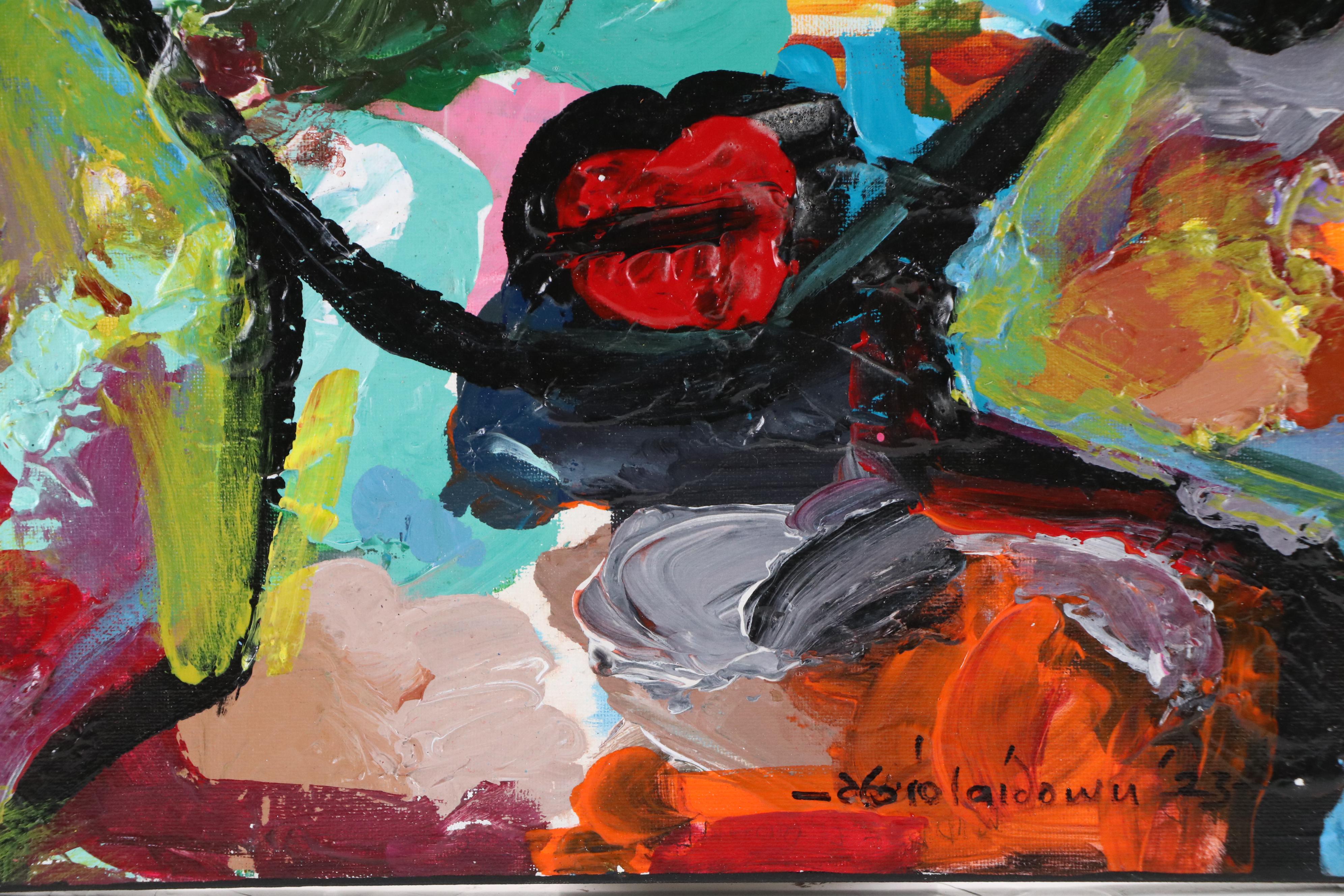 Abiola Idowu Stylized Acrylic Portrait, 2023