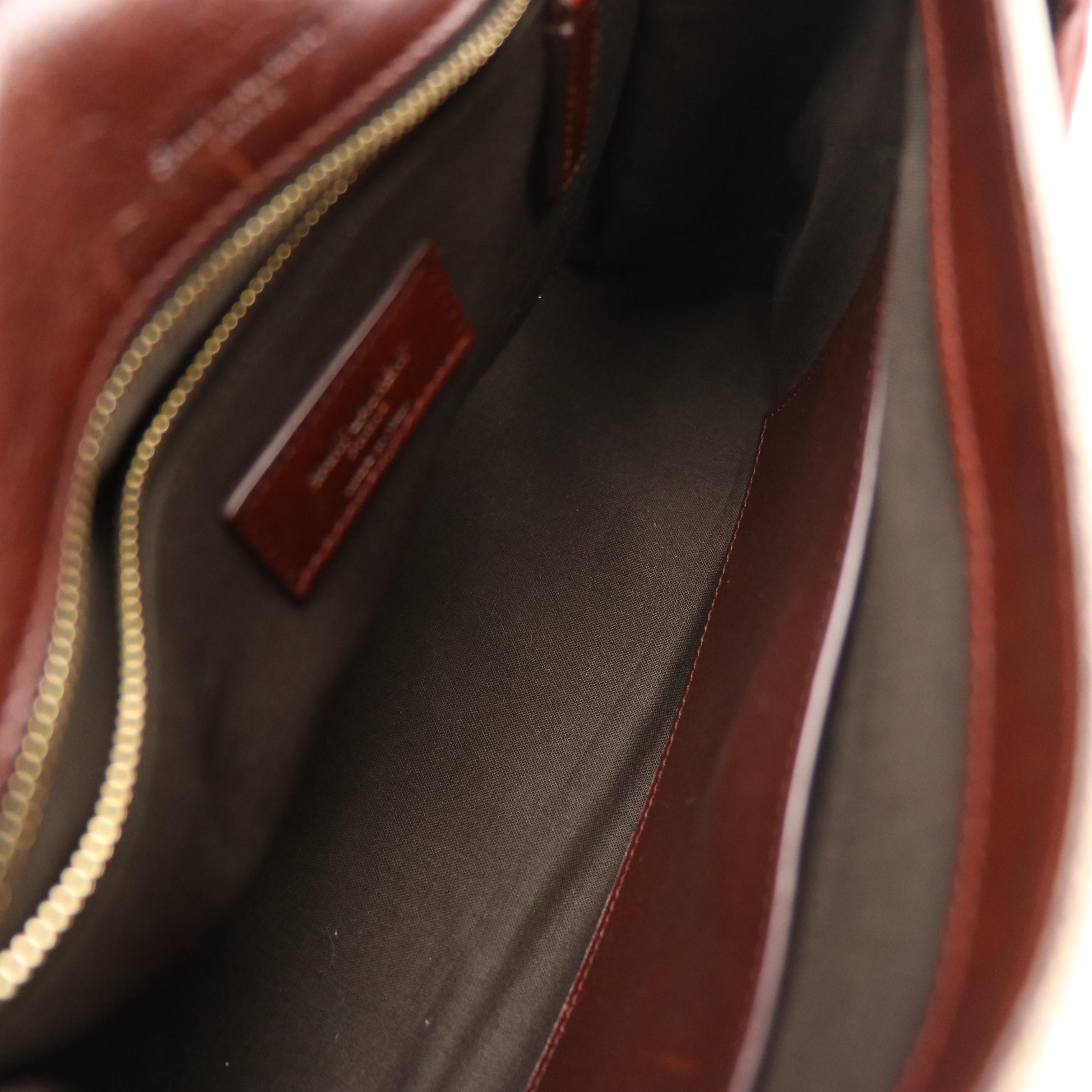 Saint Laurent Chain Strap Messenger Bag in Natural Canvas and Brown Leather