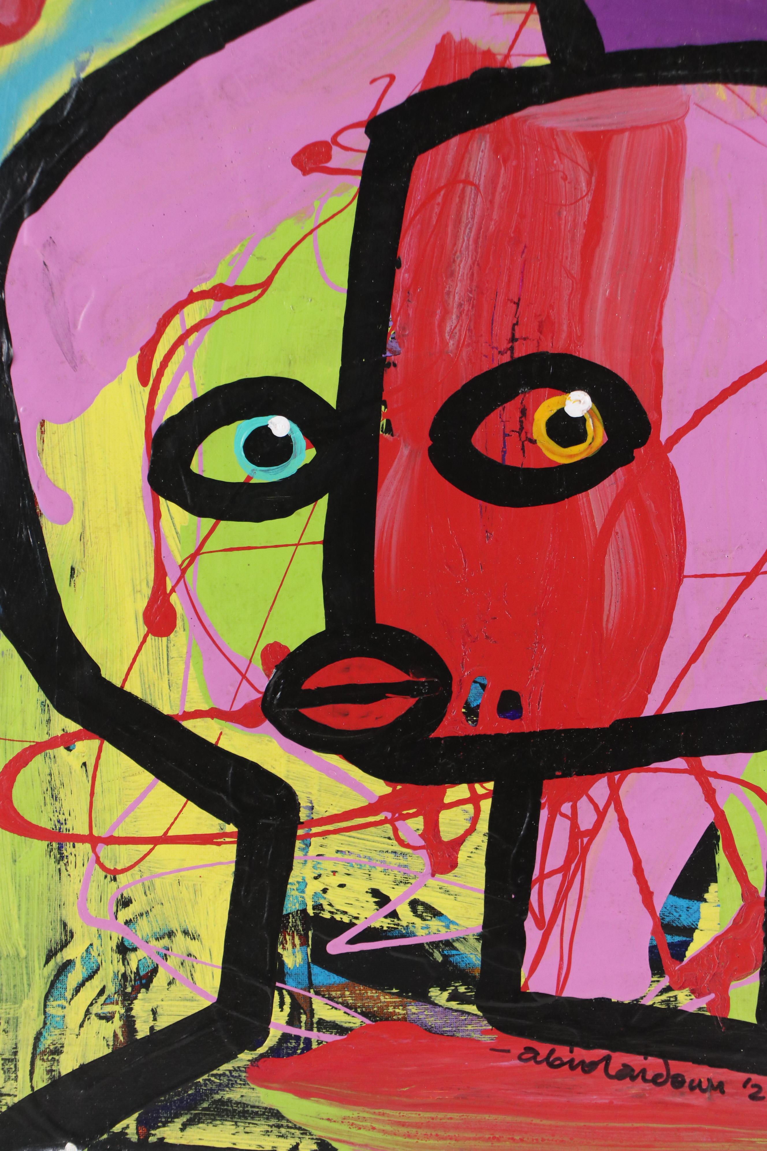 Abiola Idowu Stylized Acrylic Portrait "You Made Me Fall In Love," 2022