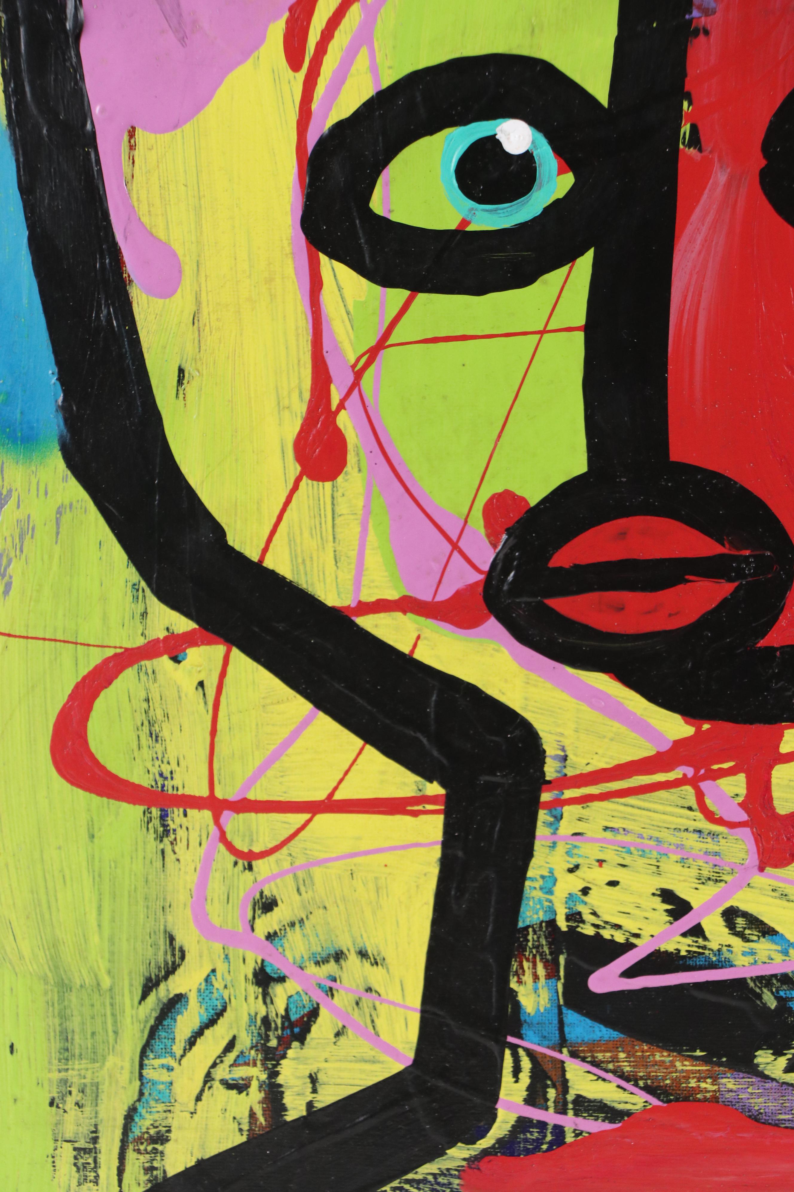 Abiola Idowu Stylized Acrylic Portrait "You Made Me Fall In Love," 2022