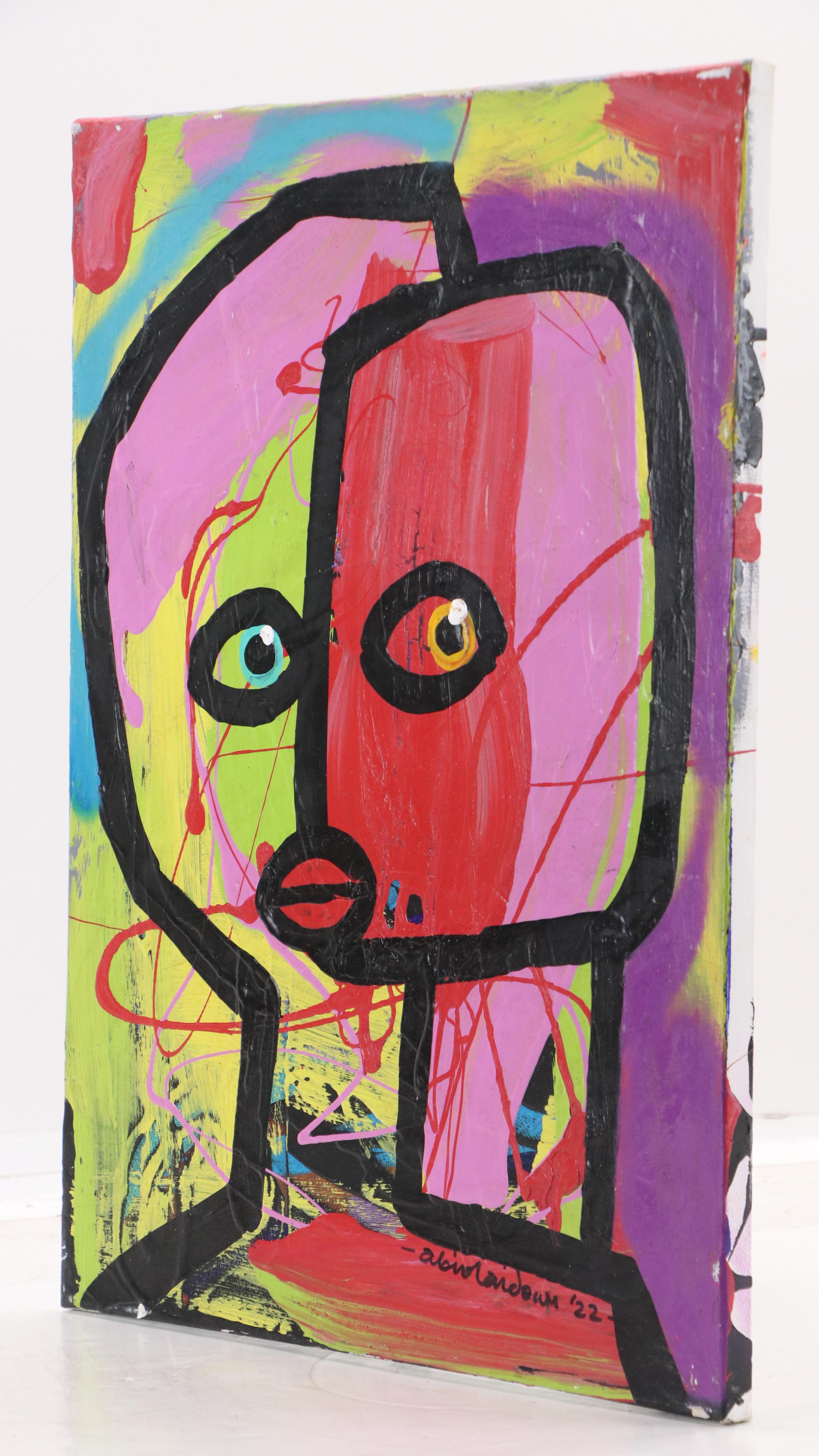 Abiola Idowu Stylized Acrylic Portrait "You Made Me Fall In Love," 2022